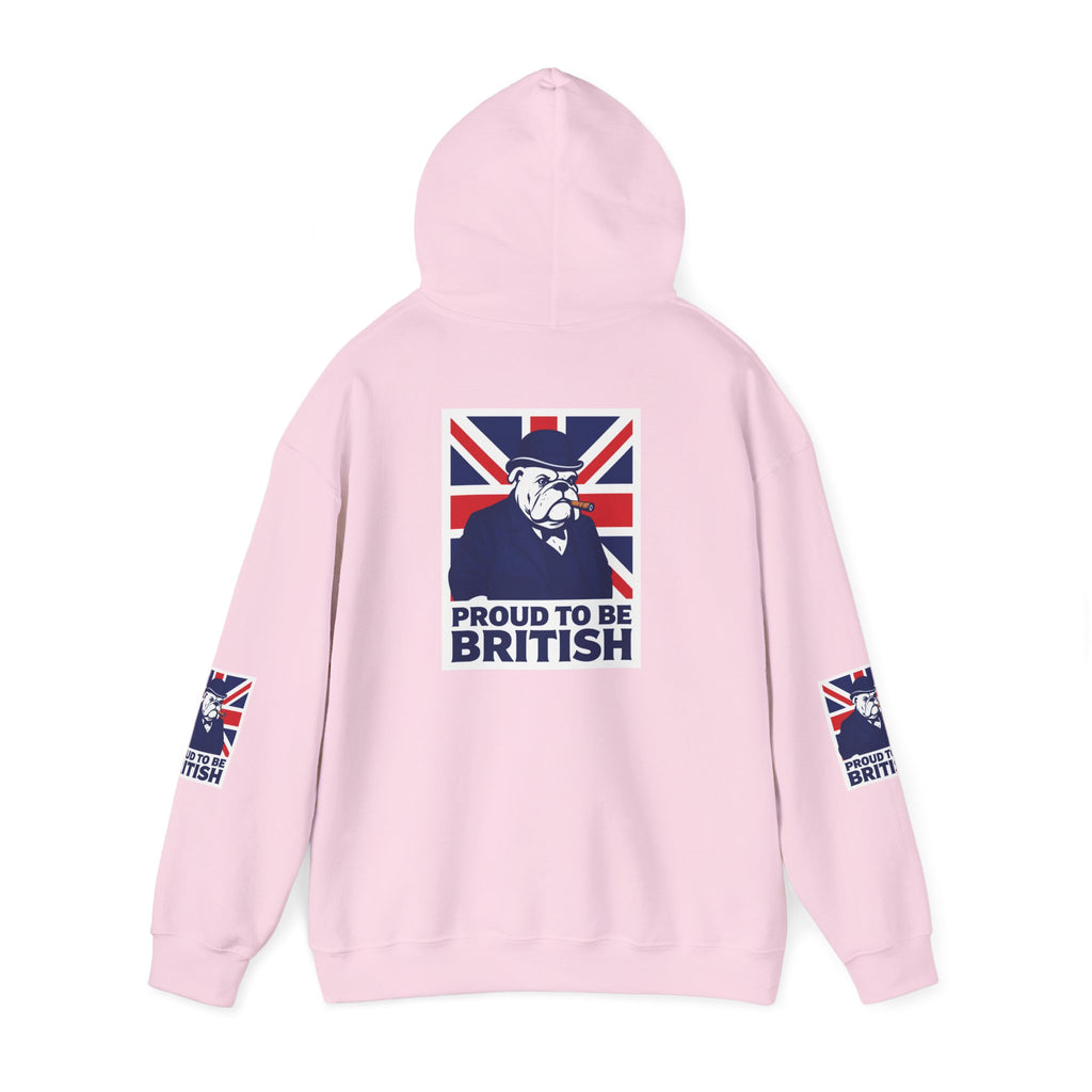 Proud to Be British Hoodie — Union Jack Bulldog Graphic Hooded Sweatshirt