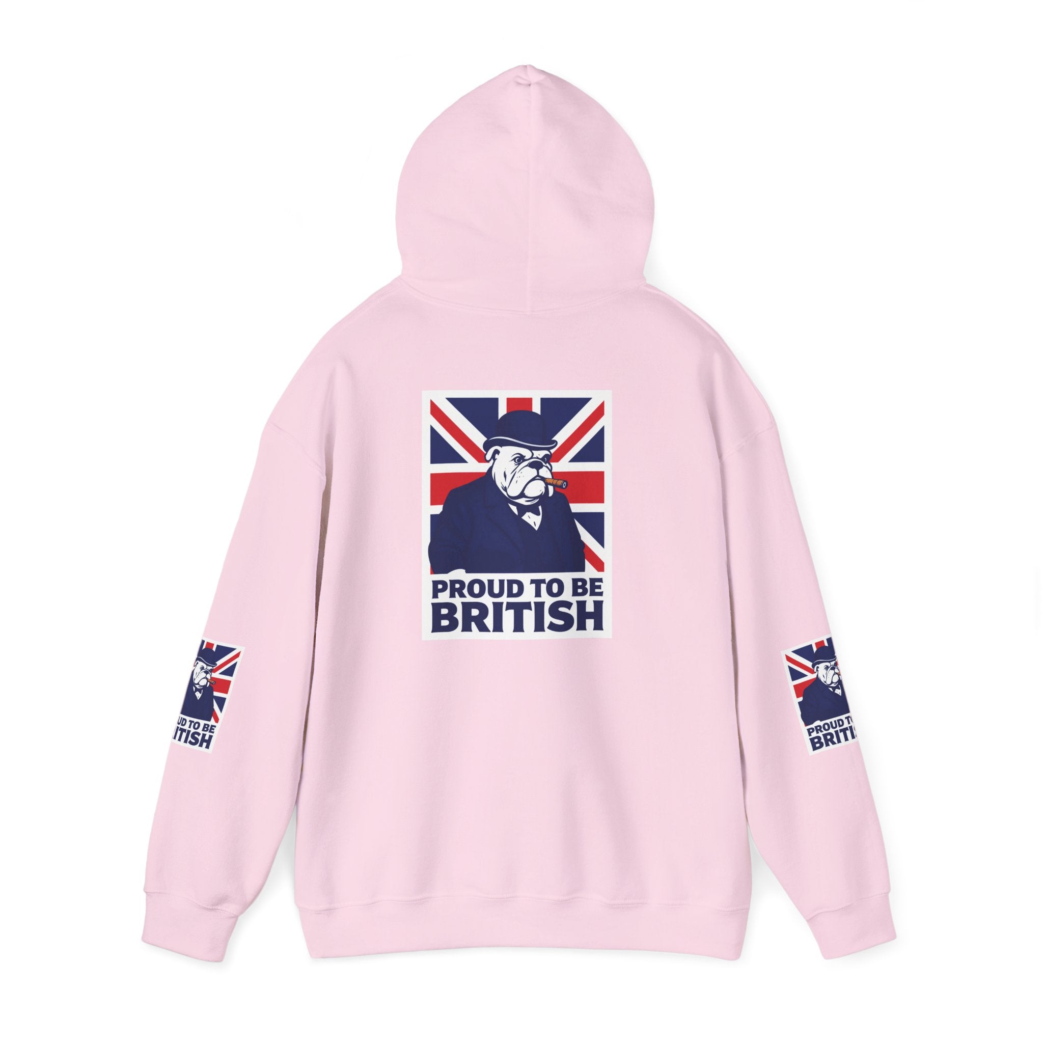 Proud to Be British Hoodie — Union Jack Bulldog Graphic Hooded Sweatshirt