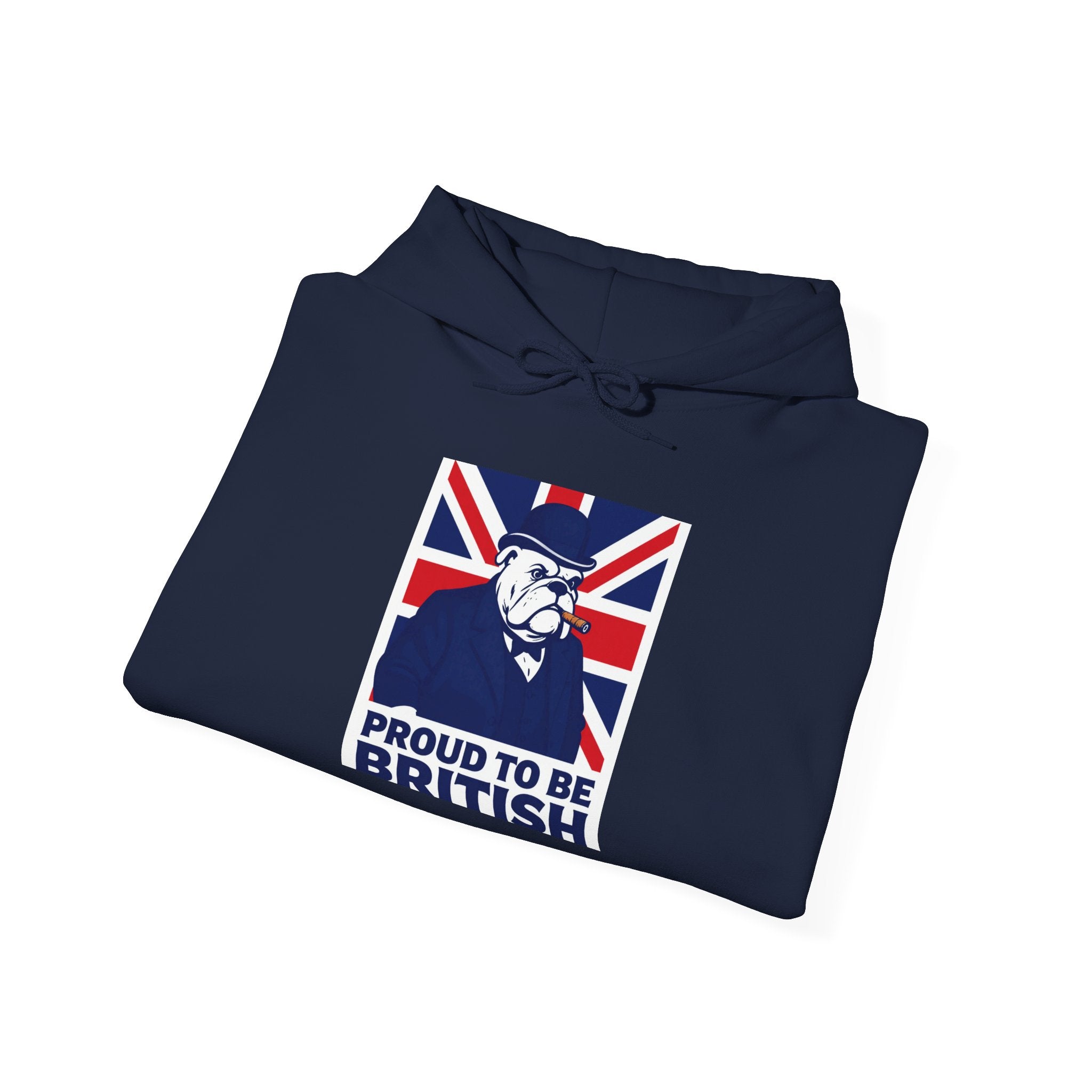 Proud to Be British Hoodie — Union Jack Bulldog Graphic Hooded Sweatshirt