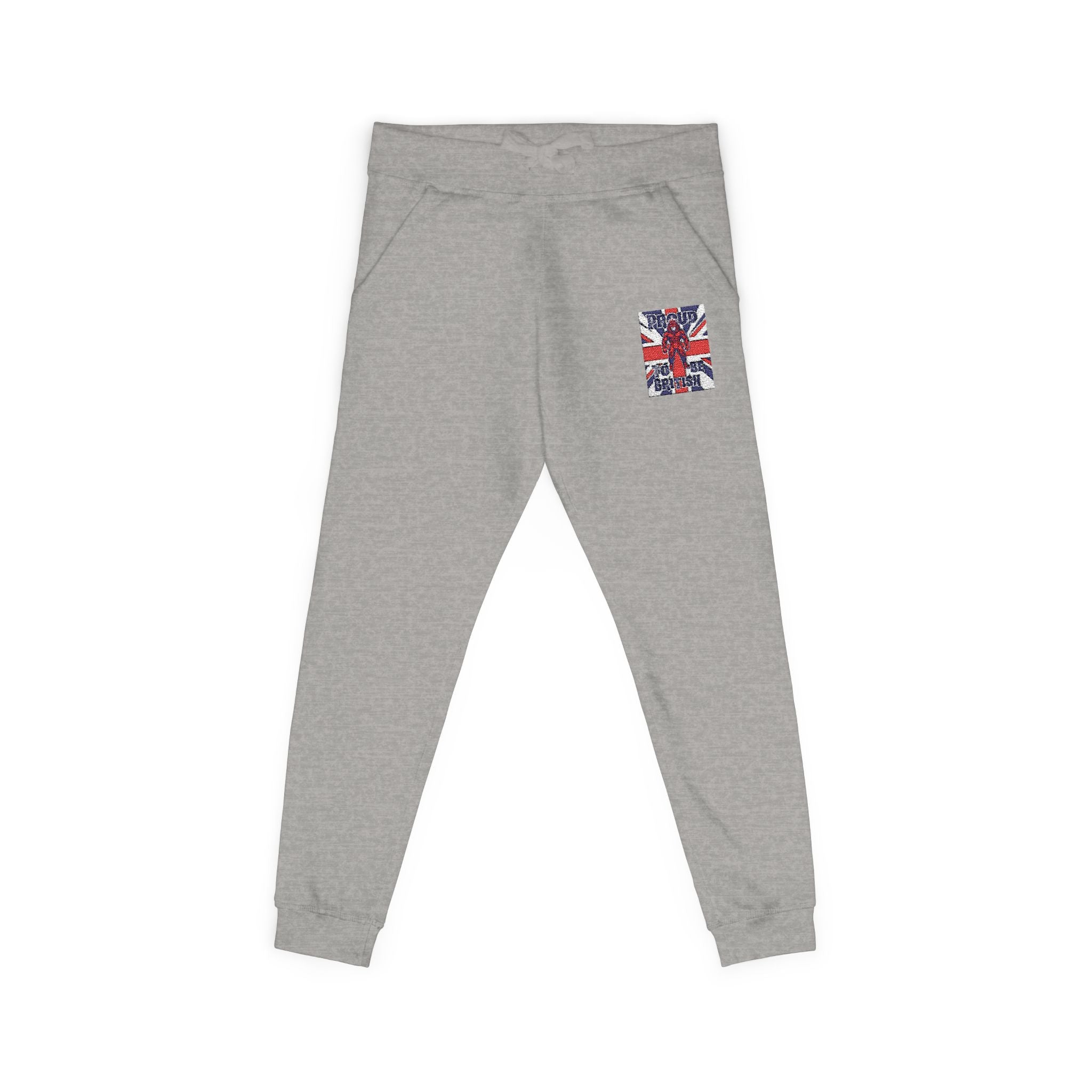 Union Jack Embroidered Sweatpants — British Flag Fleece Joggers