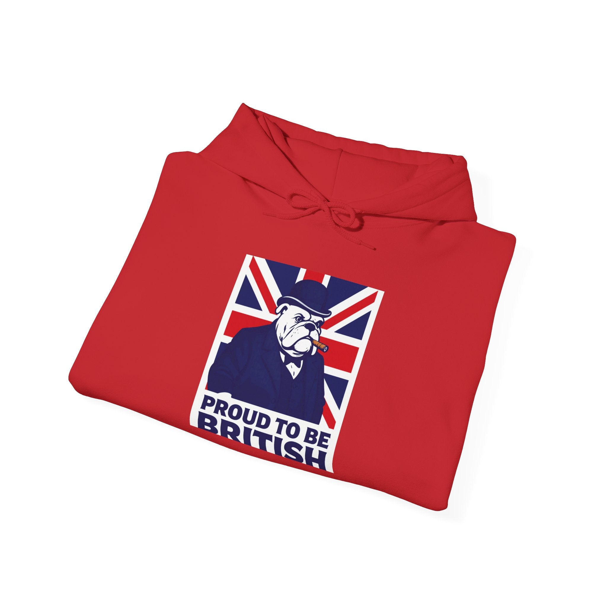 Proud to Be British Hoodie — Union Jack Bulldog Graphic Hooded Sweatshirt