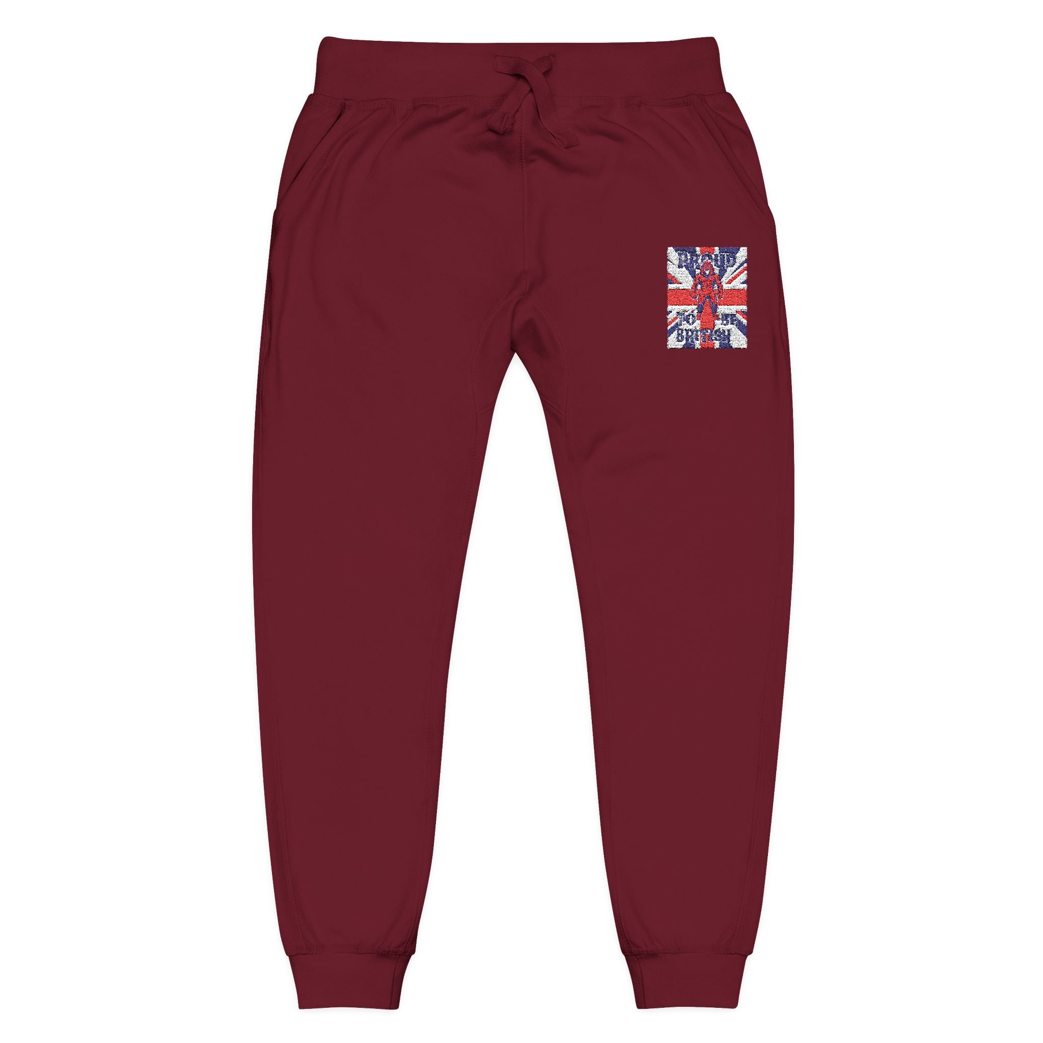 Union Jack Embroidered Sweatpants — British Flag Fleece Joggers