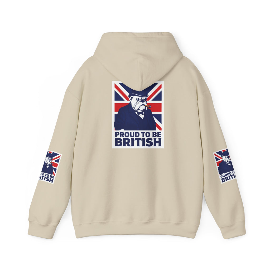 Proud to Be British Hoodie — Union Jack Bulldog Graphic Hooded Sweatshirt