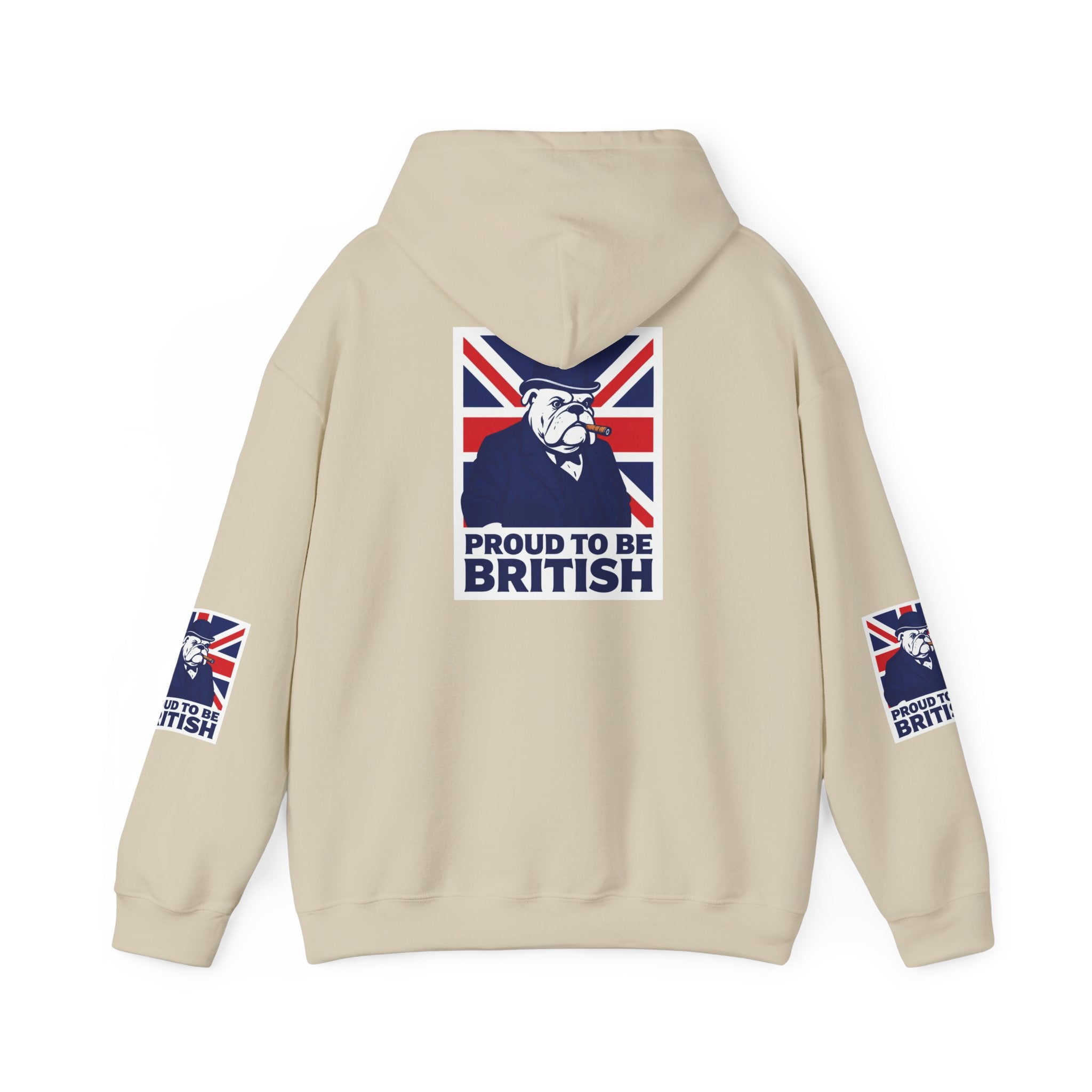 Proud to Be British Hoodie — Union Jack Bulldog Graphic Hooded Sweatshirt