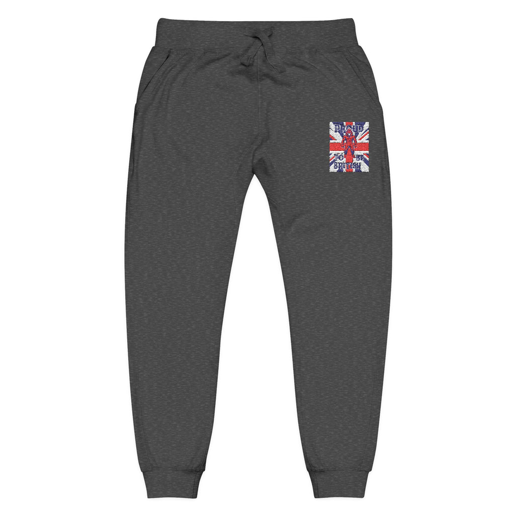 Union Jack Embroidered Sweatpants — British Flag Fleece Joggers