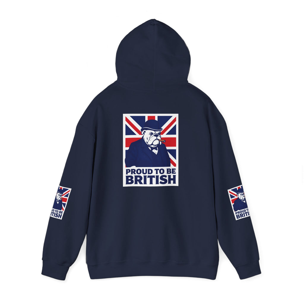Proud to Be British Hoodie — Union Jack Bulldog Graphic Hooded Sweatshirt