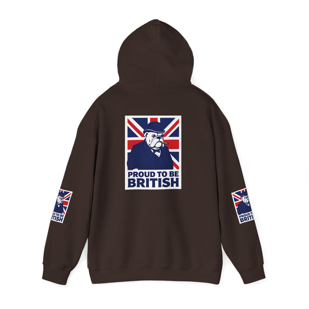 Proud to Be British Hoodie — Union Jack Bulldog Graphic Hooded Sweatshirt