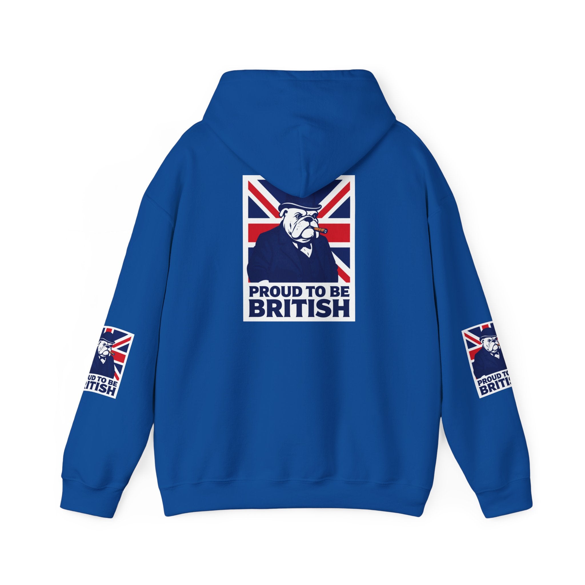 Proud to Be British Hoodie — Union Jack Bulldog Graphic Hooded Sweatshirt