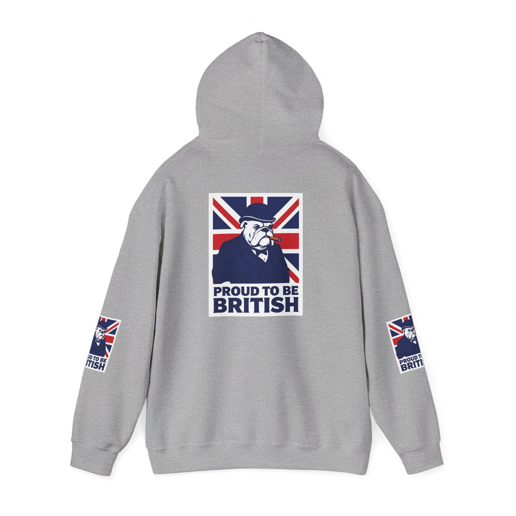 Proud to Be British Hoodie — Union Jack Bulldog Graphic Hooded Sweatshirt