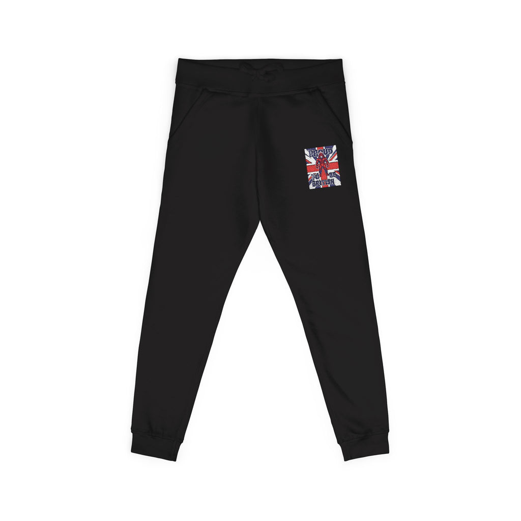Union Jack Embroidered Sweatpants — British Flag Fleece Joggers