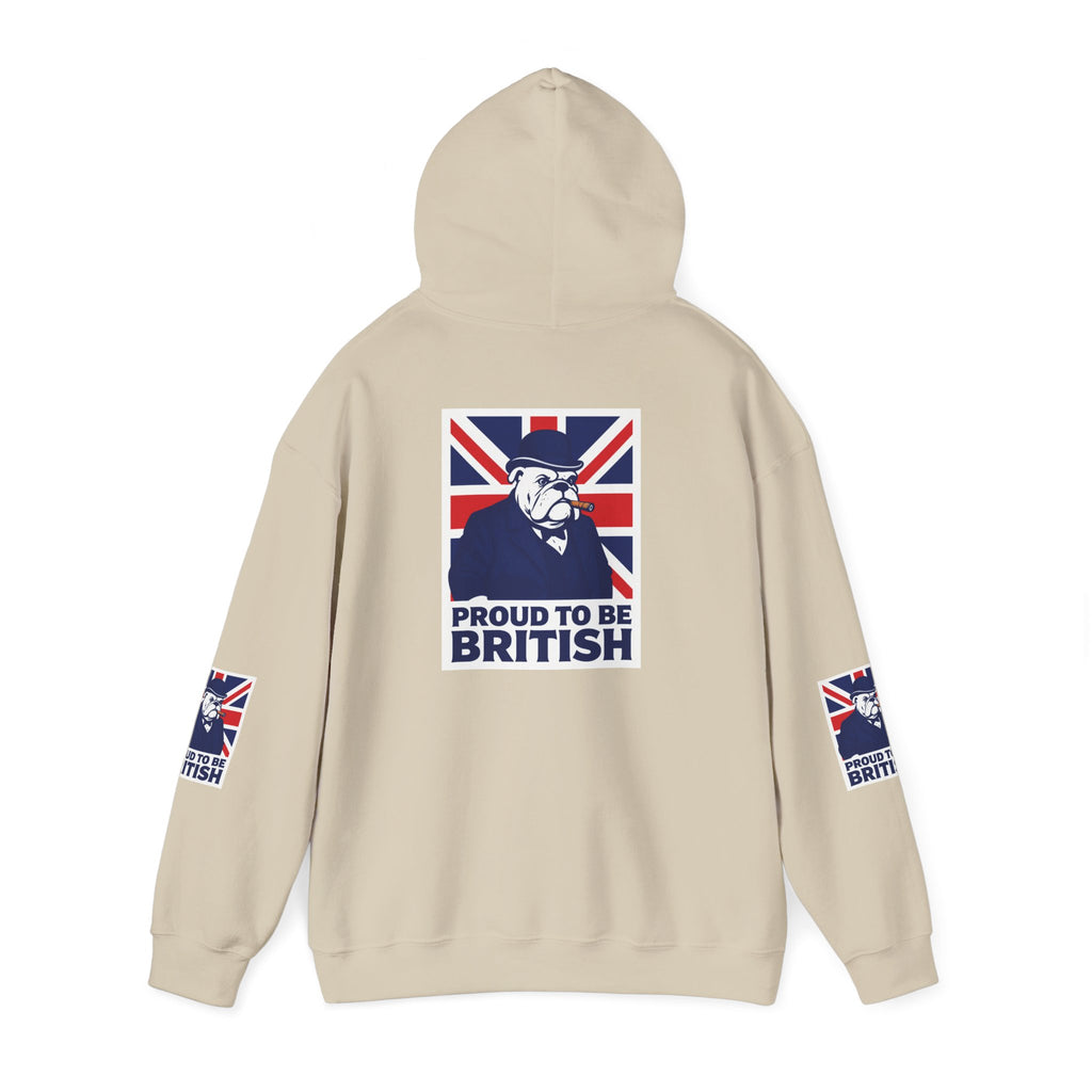 Proud to Be British Hoodie — Union Jack Bulldog Graphic Hooded Sweatshirt