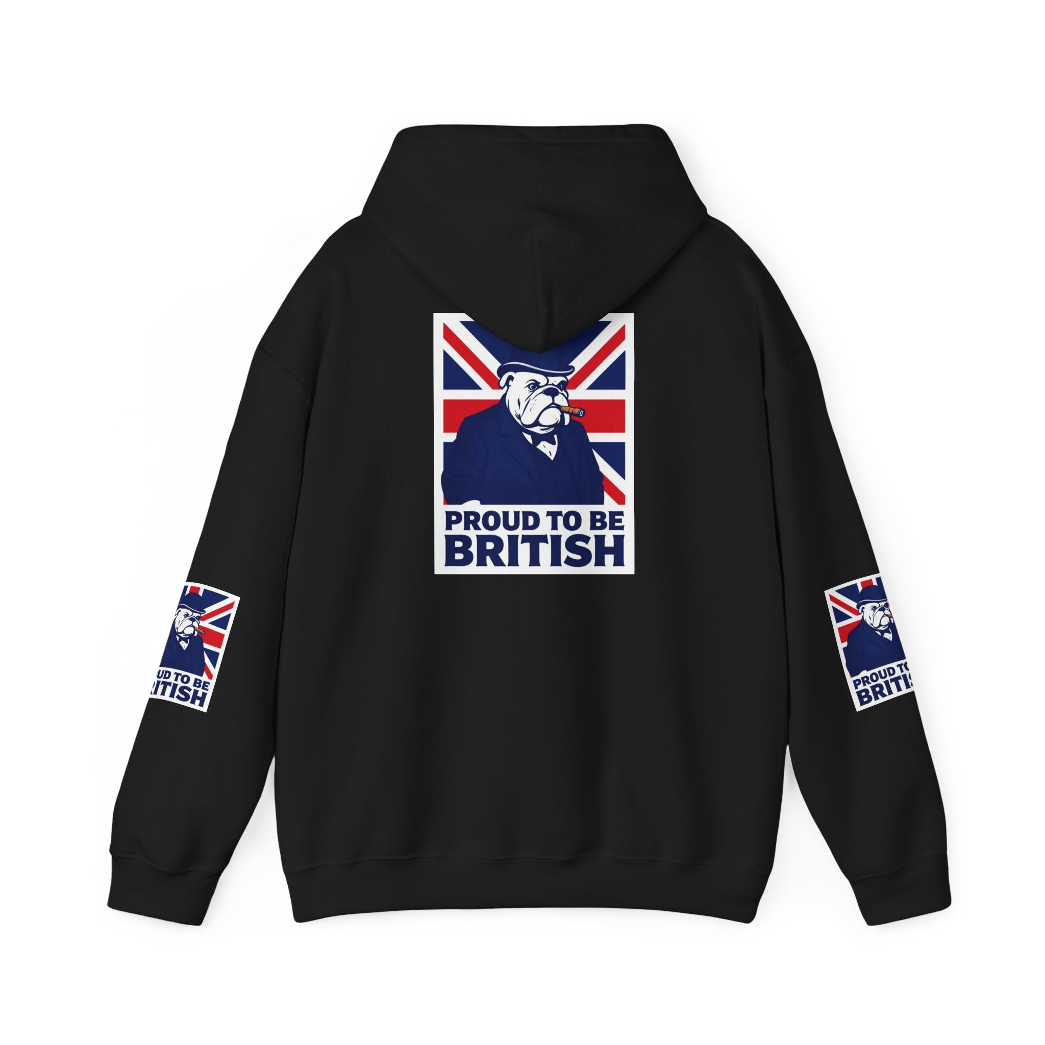Proud to Be British Hoodie — Union Jack Bulldog Graphic Hooded Sweatshirt