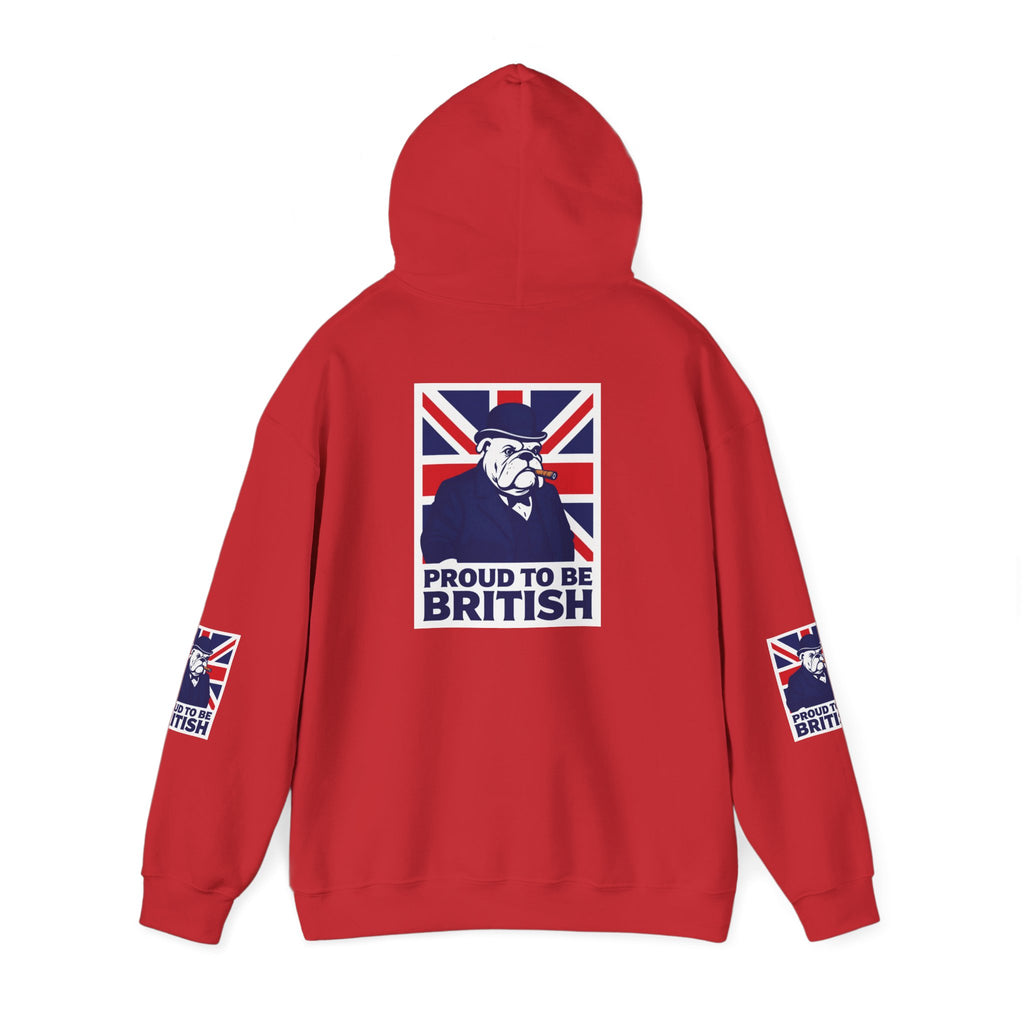 Proud to Be British Hoodie — Union Jack Bulldog Graphic Hooded Sweatshirt