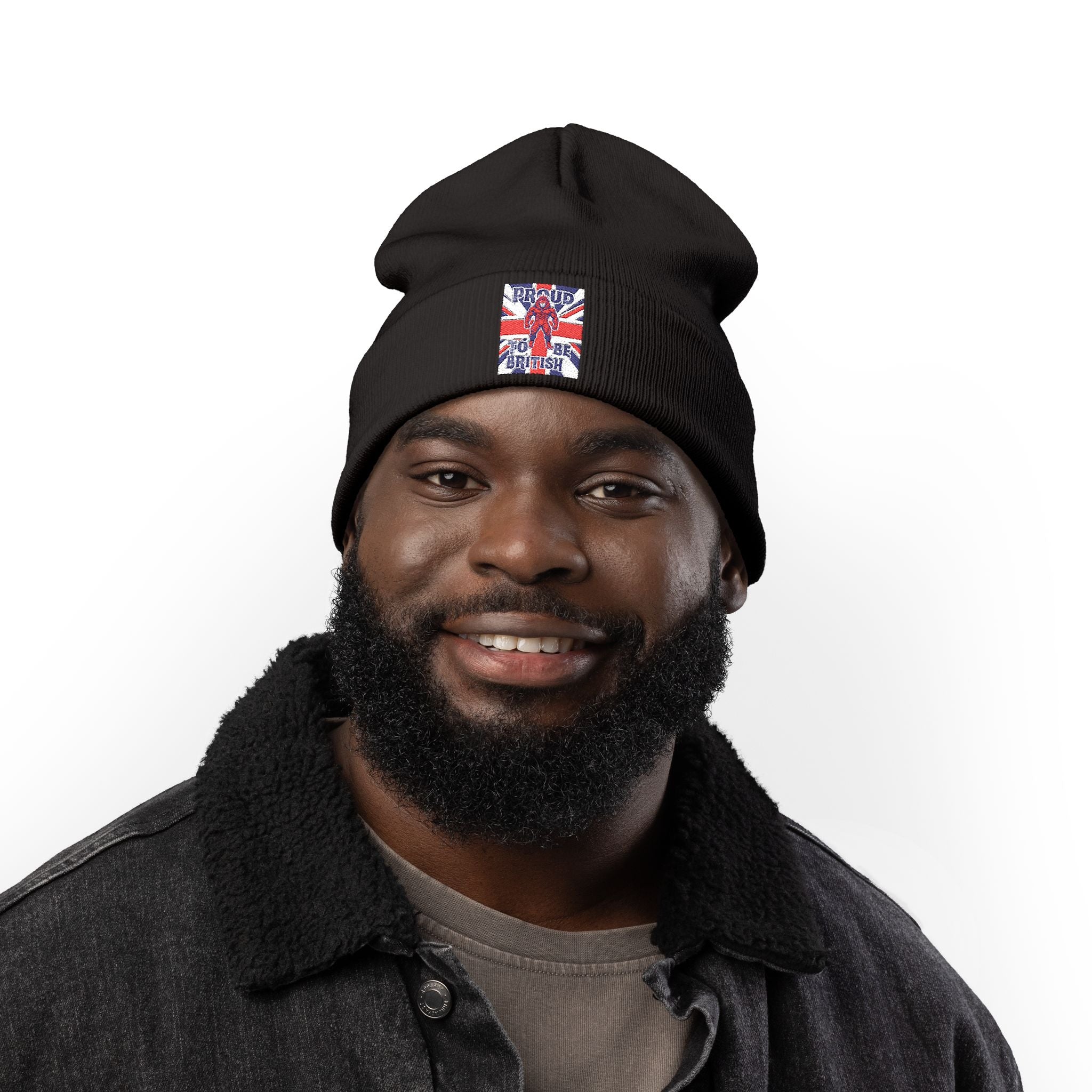 Embroidered "Proud to Be British" Knit Beanie