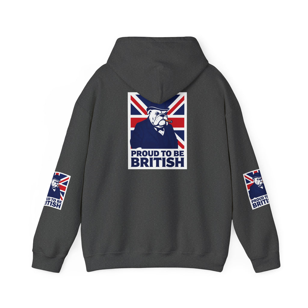 Proud to Be British Hoodie — Union Jack Bulldog Graphic Hooded Sweatshirt
