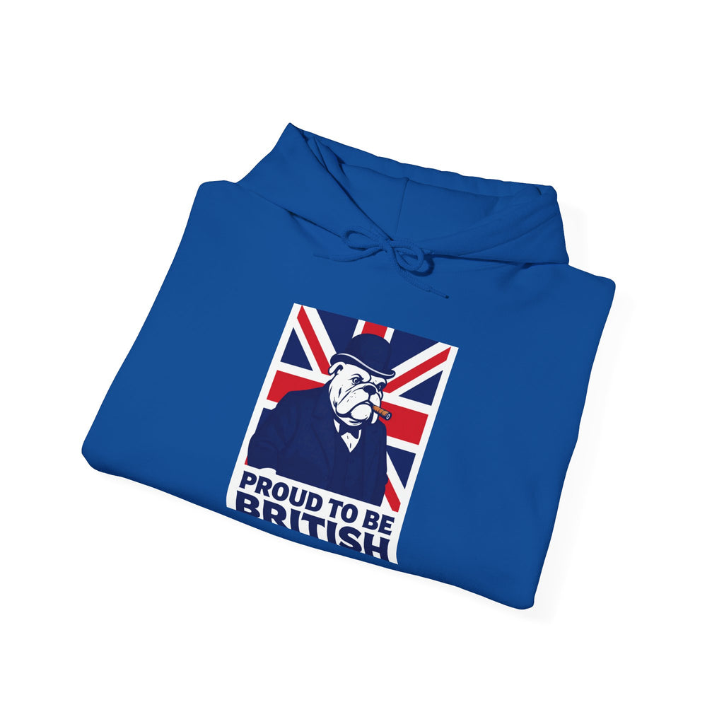 Proud to Be British Hoodie — Union Jack Bulldog Graphic Hooded Sweatshirt