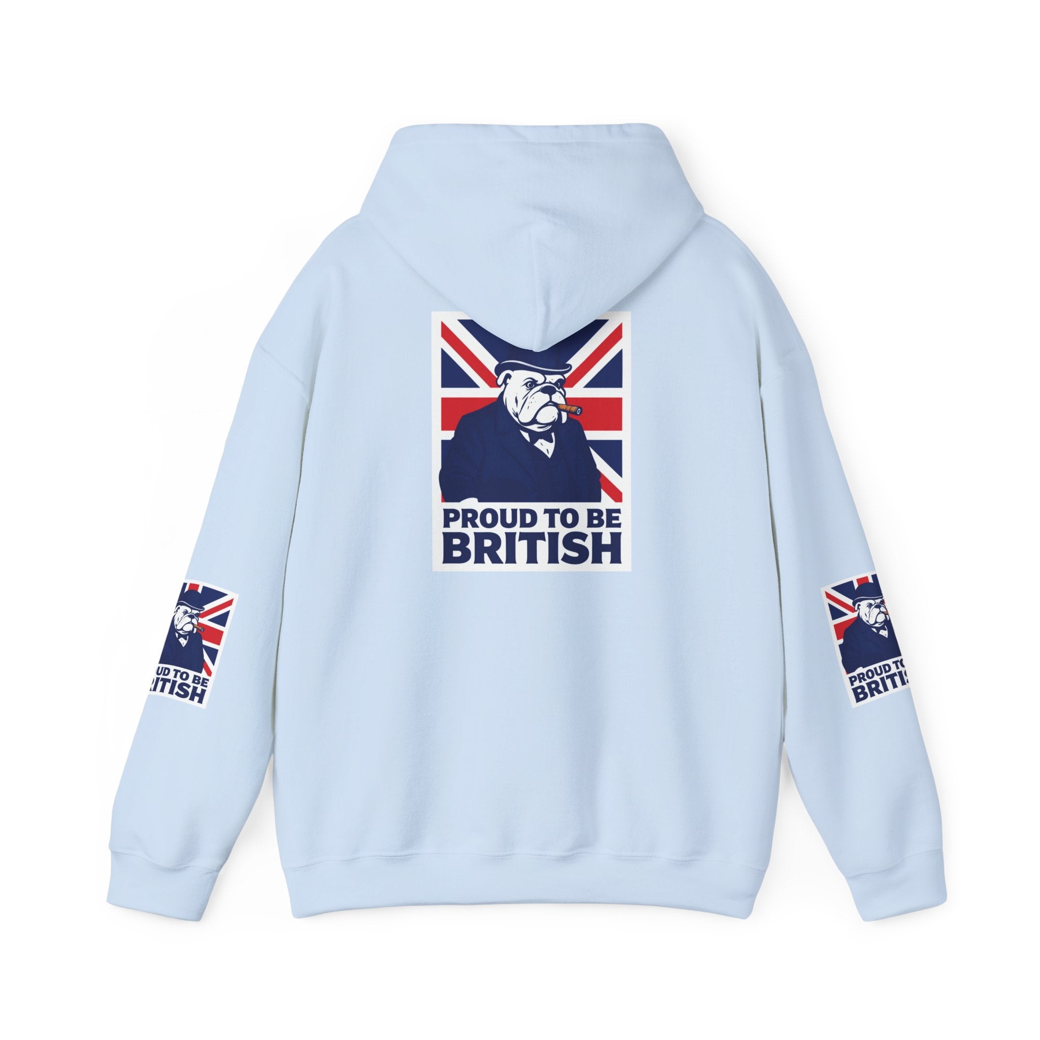 Proud to Be British Hoodie — Union Jack Bulldog Graphic Hooded Sweatshirt