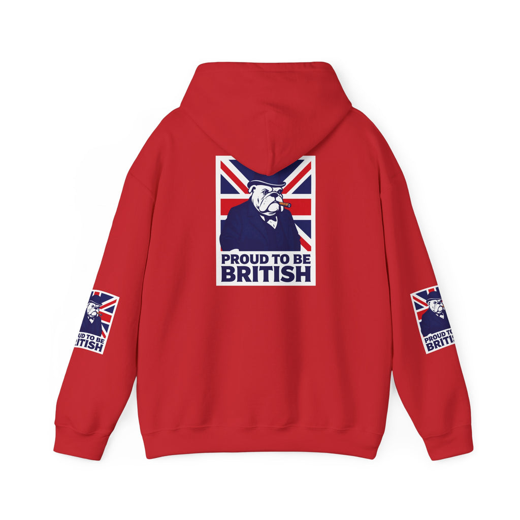 Proud to Be British Hoodie — Union Jack Bulldog Graphic Hooded Sweatshirt