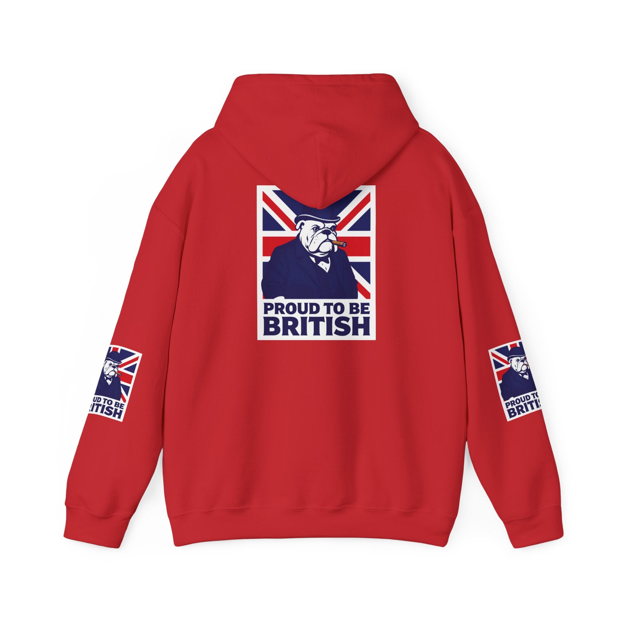 Proud to Be British Hoodie — Union Jack Bulldog Graphic Hooded Sweatshirt