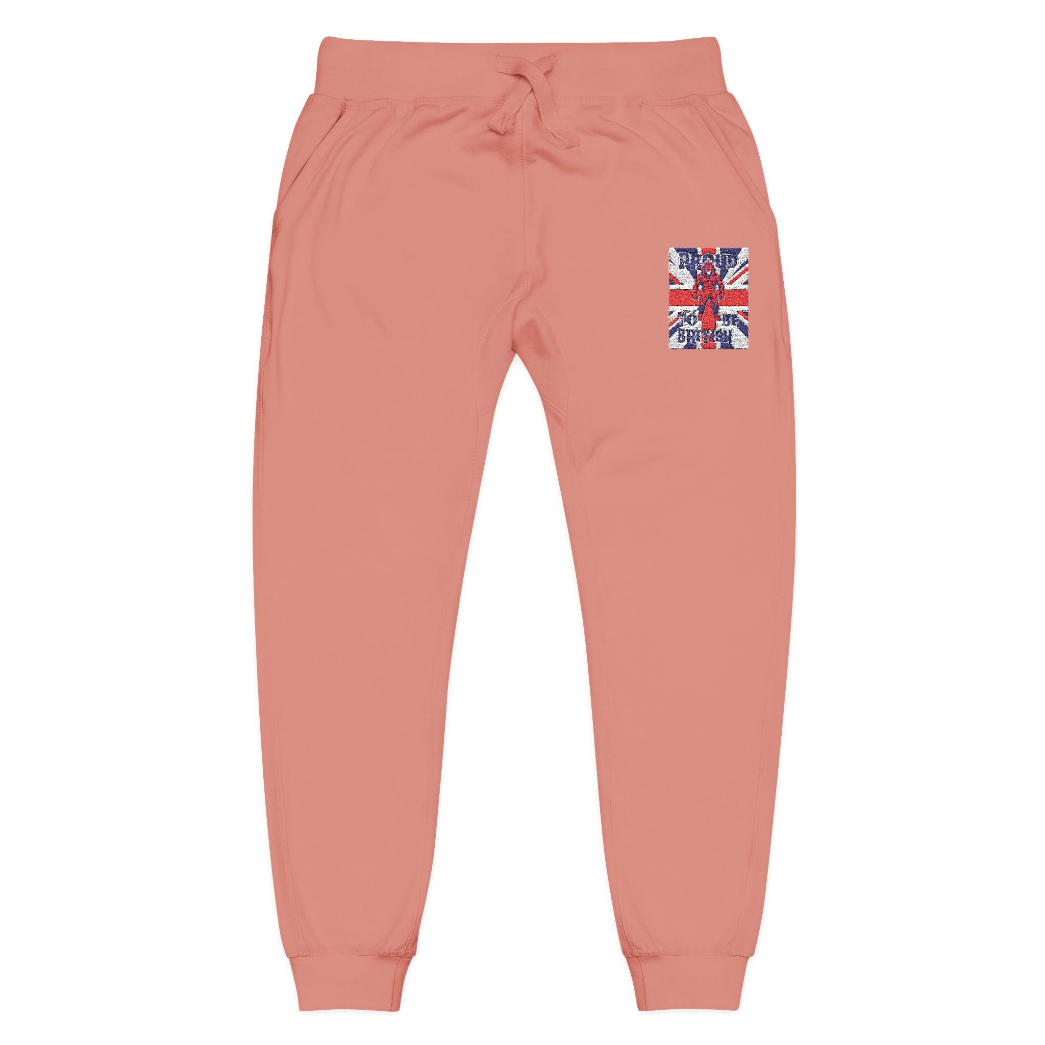 Union Jack Embroidered Sweatpants — British Flag Fleece Joggers