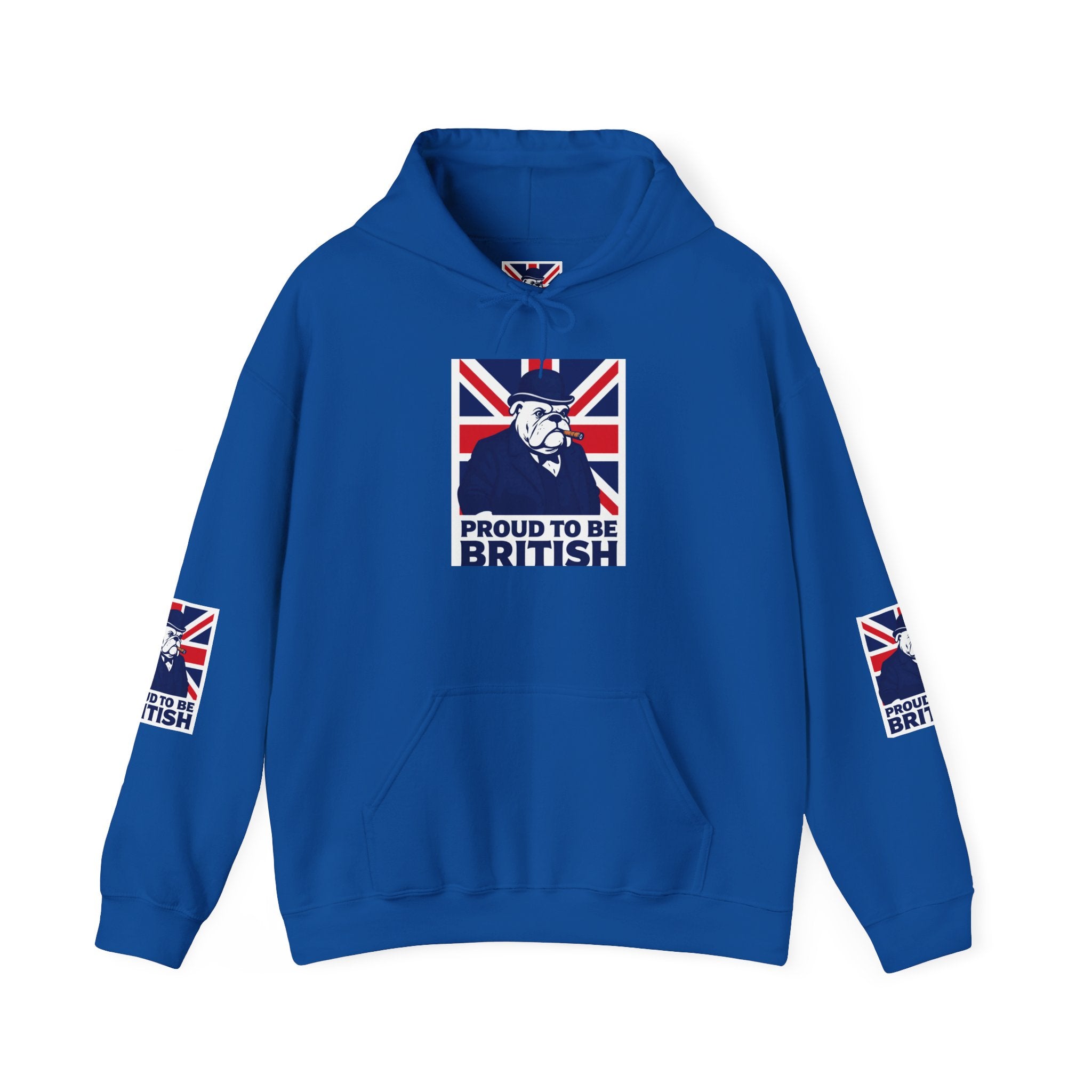 Proud to Be British Hoodie — Union Jack Bulldog Graphic Hooded Sweatshirt