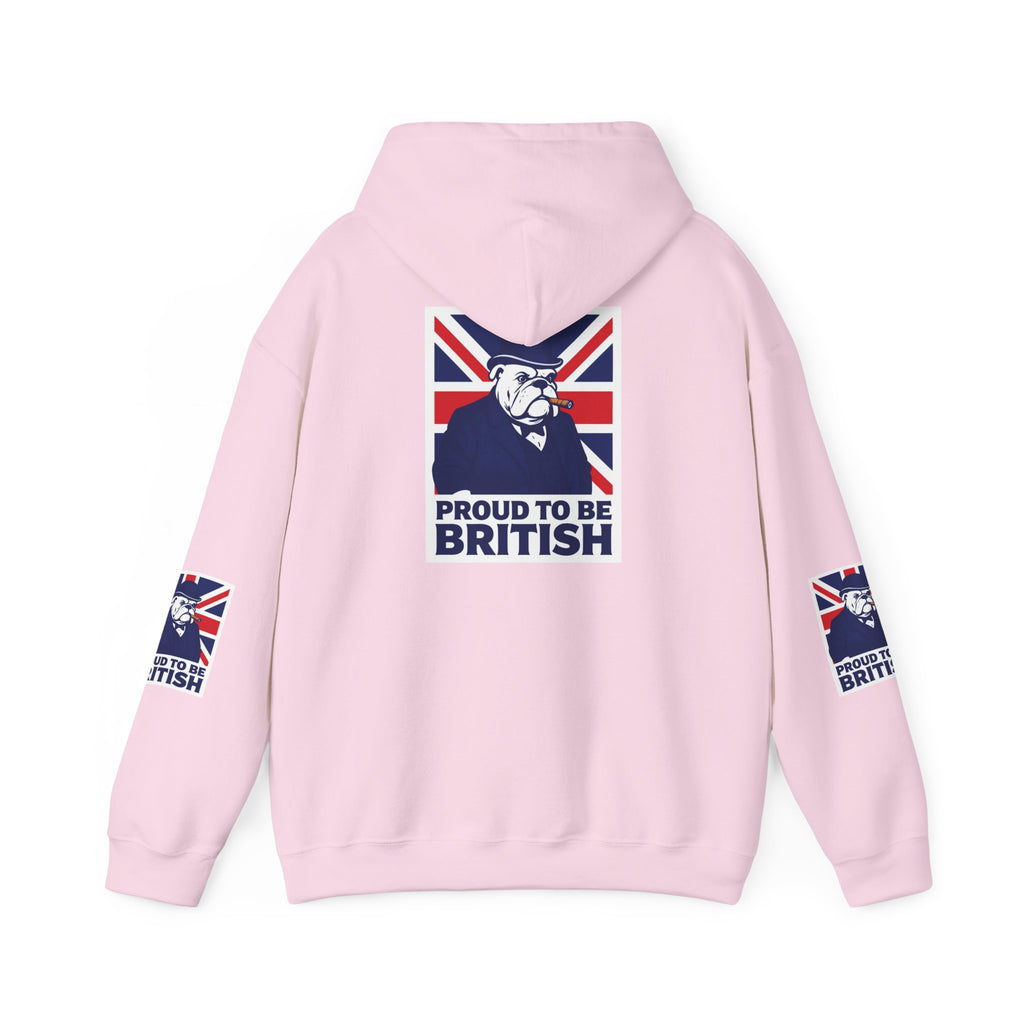 Proud to Be British Hoodie — Union Jack Bulldog Graphic Hooded Sweatshirt