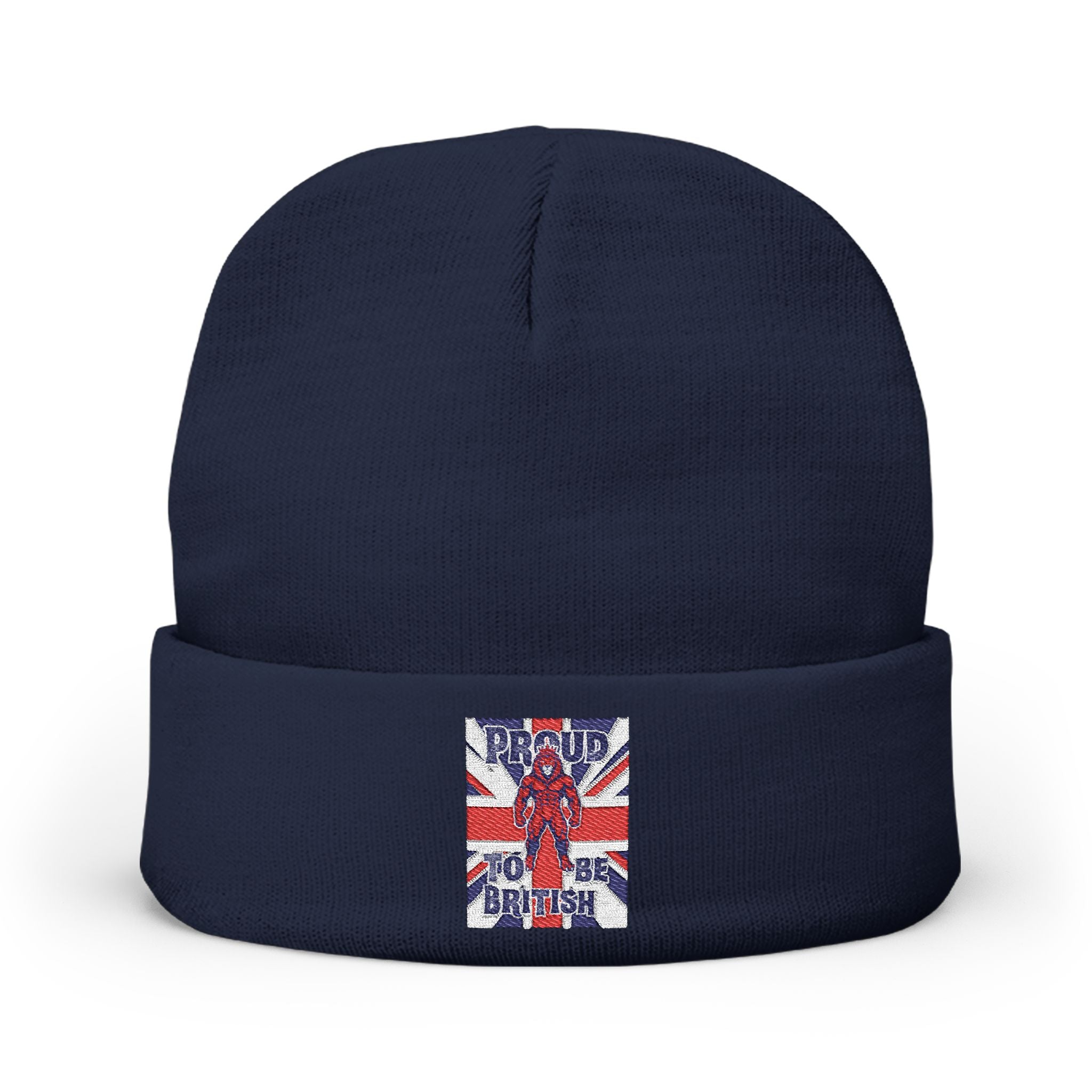 Embroidered "Proud to Be British" Knit Beanie