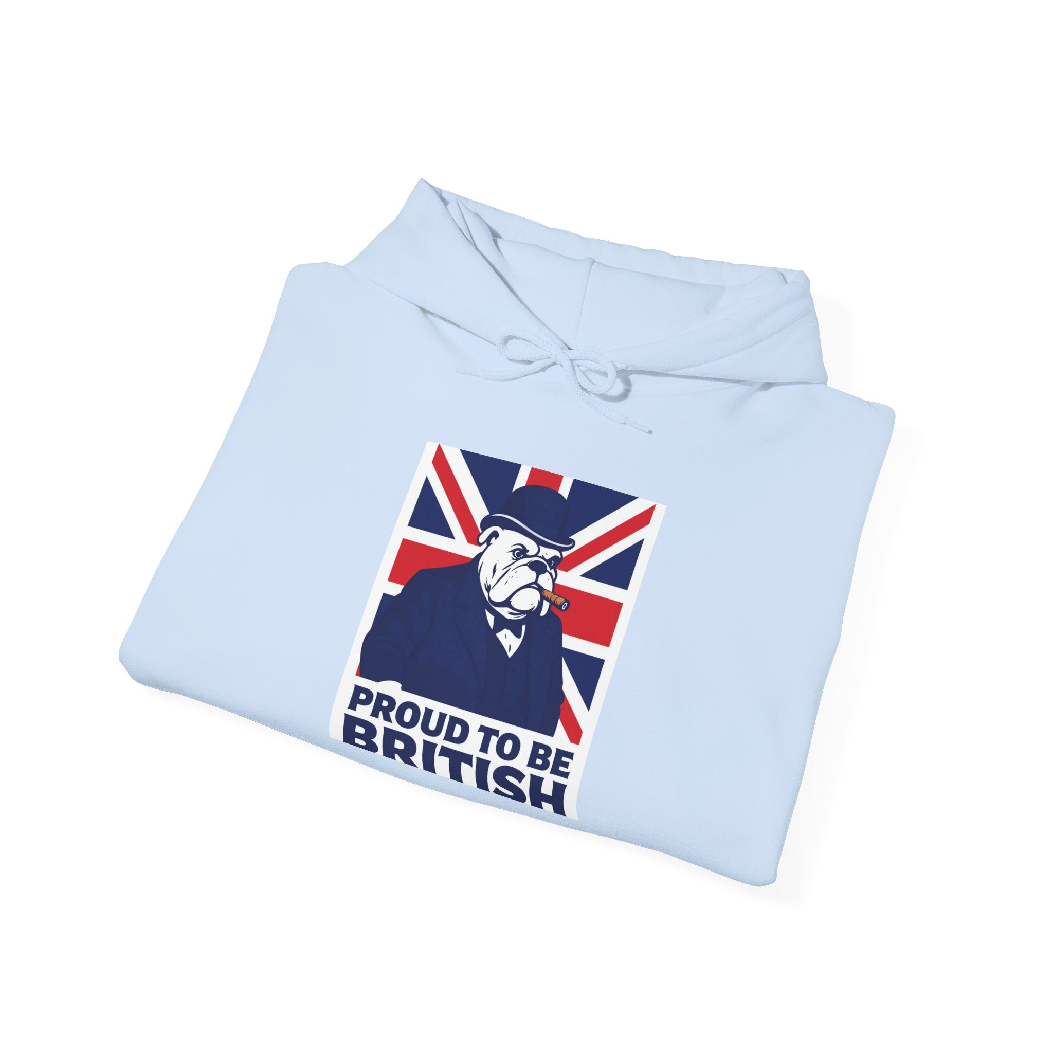 Proud to Be British Hoodie — Union Jack Bulldog Graphic Hooded Sweatshirt