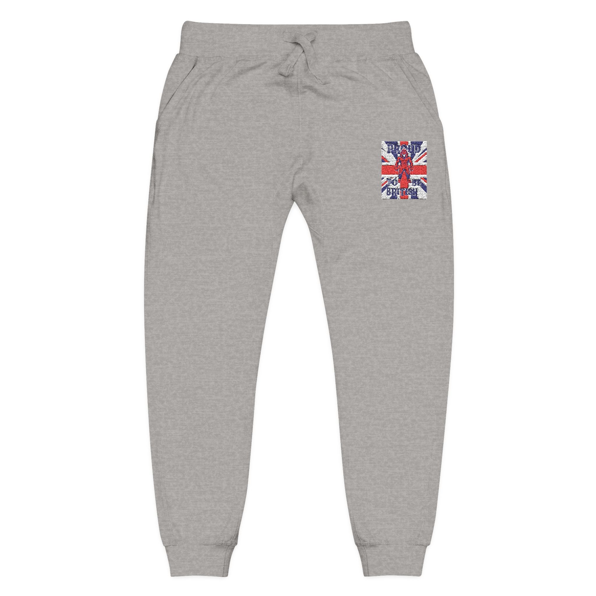 Union Jack Embroidered Sweatpants — British Flag Fleece Joggers