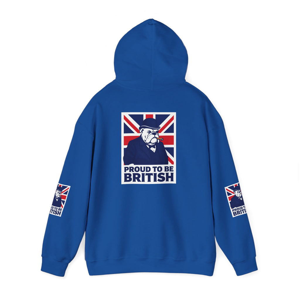 Proud to Be British Hoodie — Union Jack Bulldog Graphic Hooded Sweatshirt