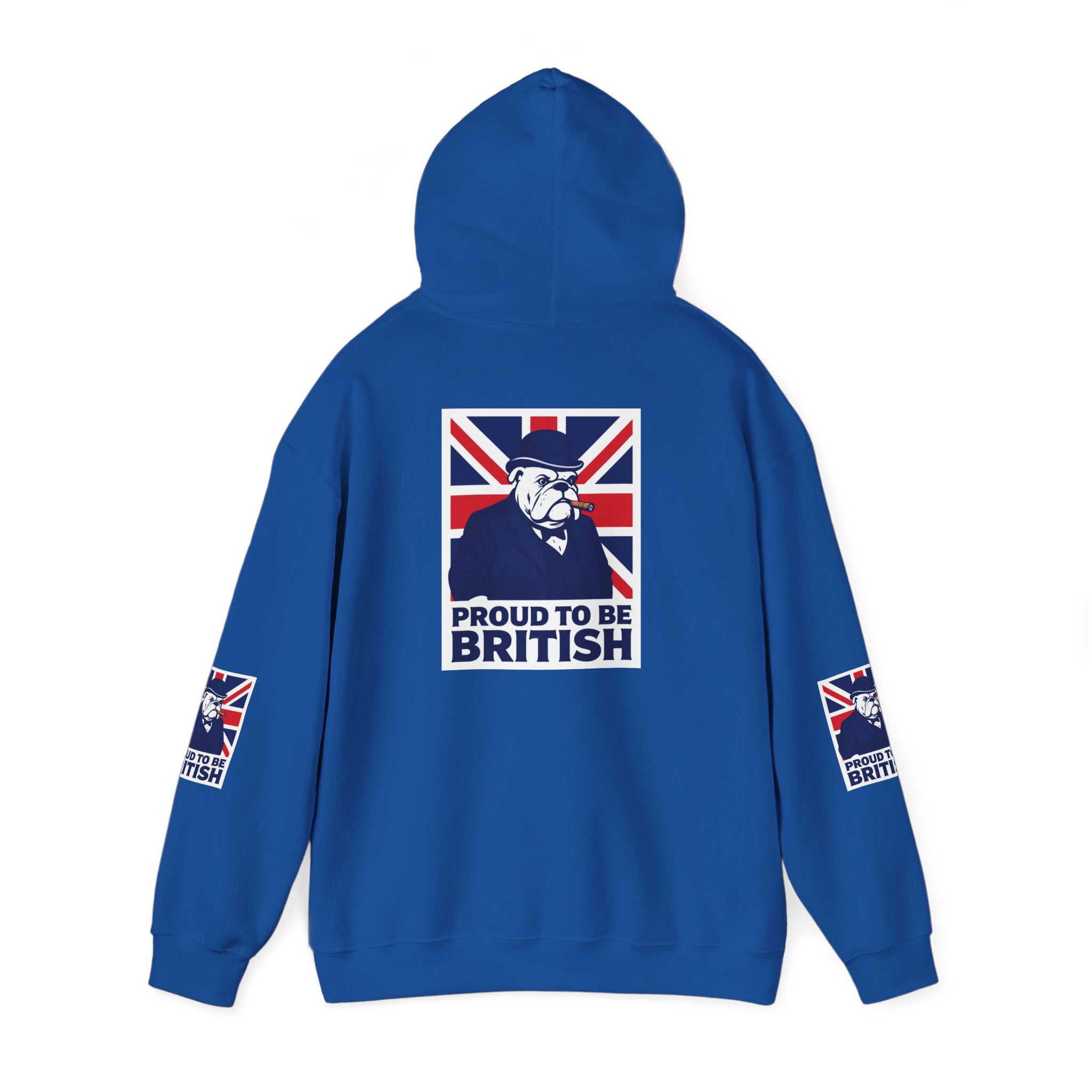 Proud to Be British Hoodie — Union Jack Bulldog Graphic Hooded Sweatshirt