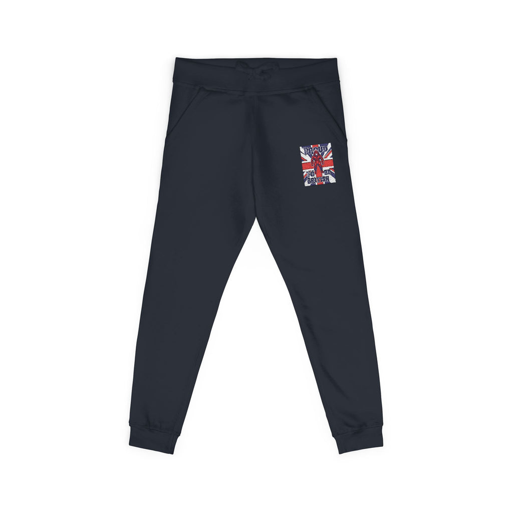 Union Jack Embroidered Sweatpants — British Flag Fleece Joggers