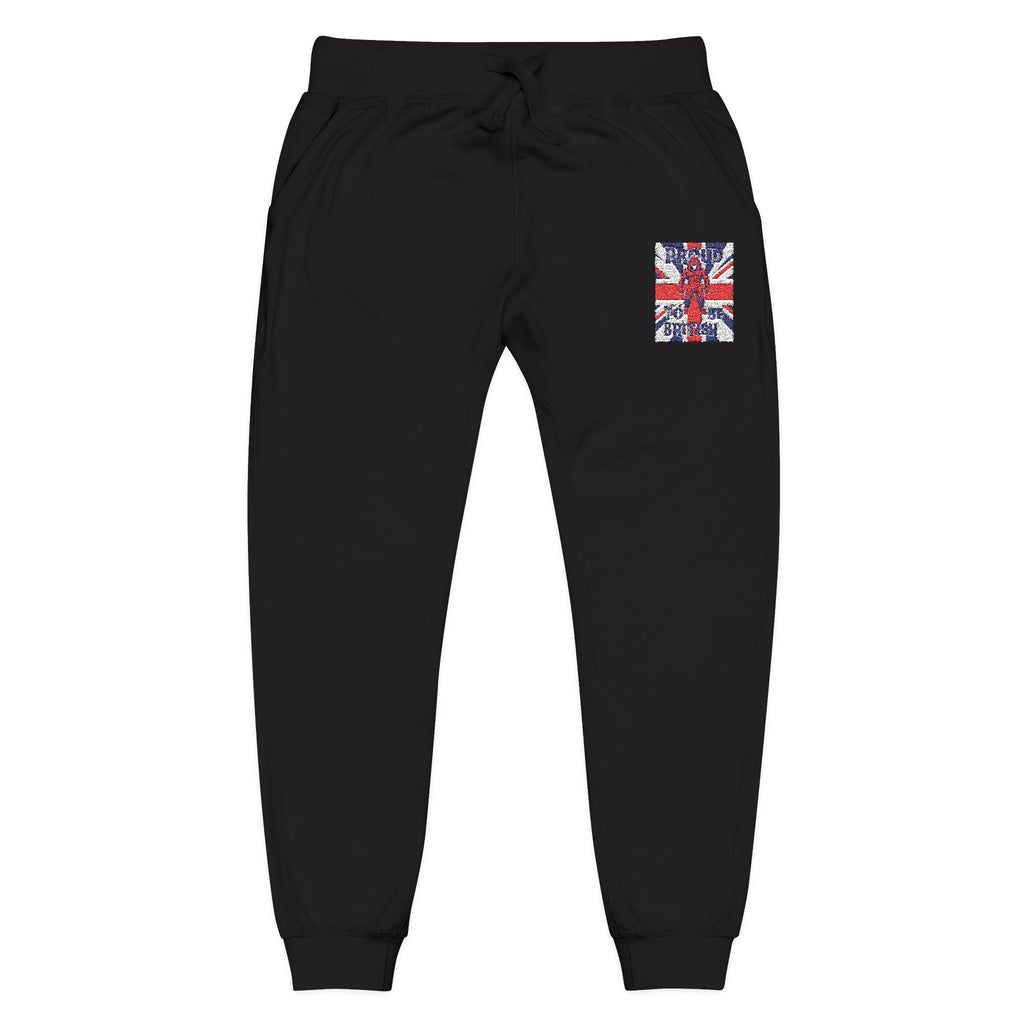 Union Jack Embroidered Sweatpants — British Flag Fleece Joggers