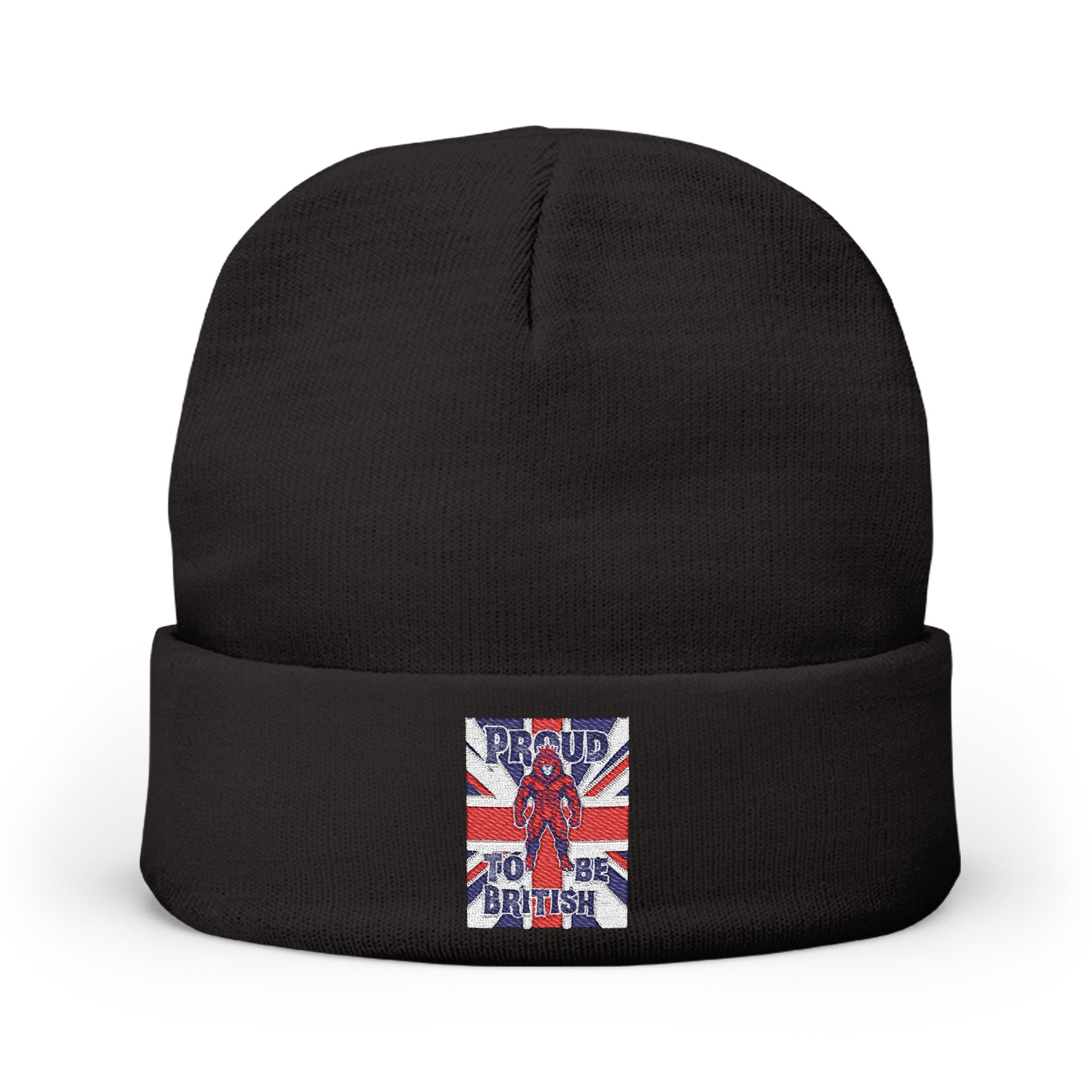 Embroidered "Proud to Be British" Knit Beanie