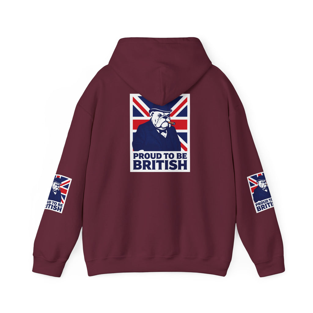 Proud to Be British Hoodie — Union Jack Bulldog Graphic Hooded Sweatshirt