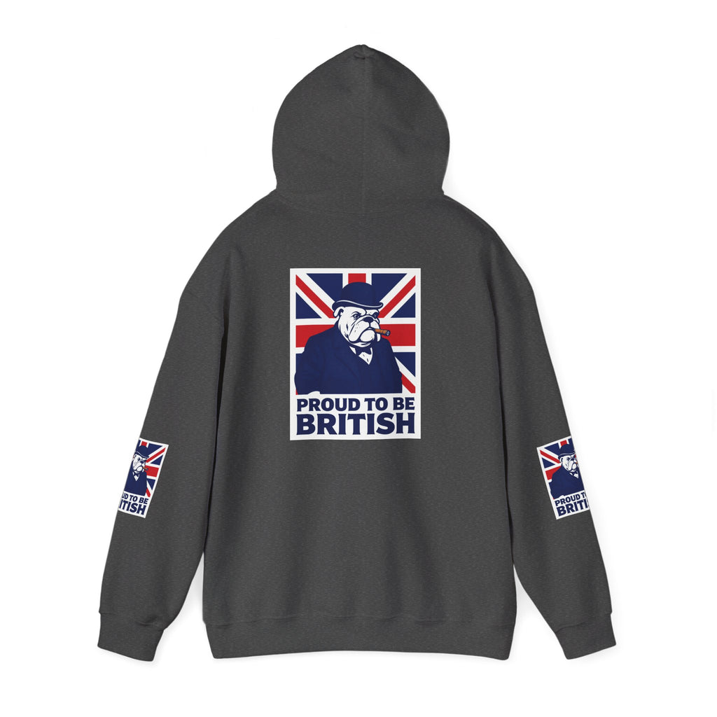 Proud to Be British Hoodie — Union Jack Bulldog Graphic Hooded Sweatshirt