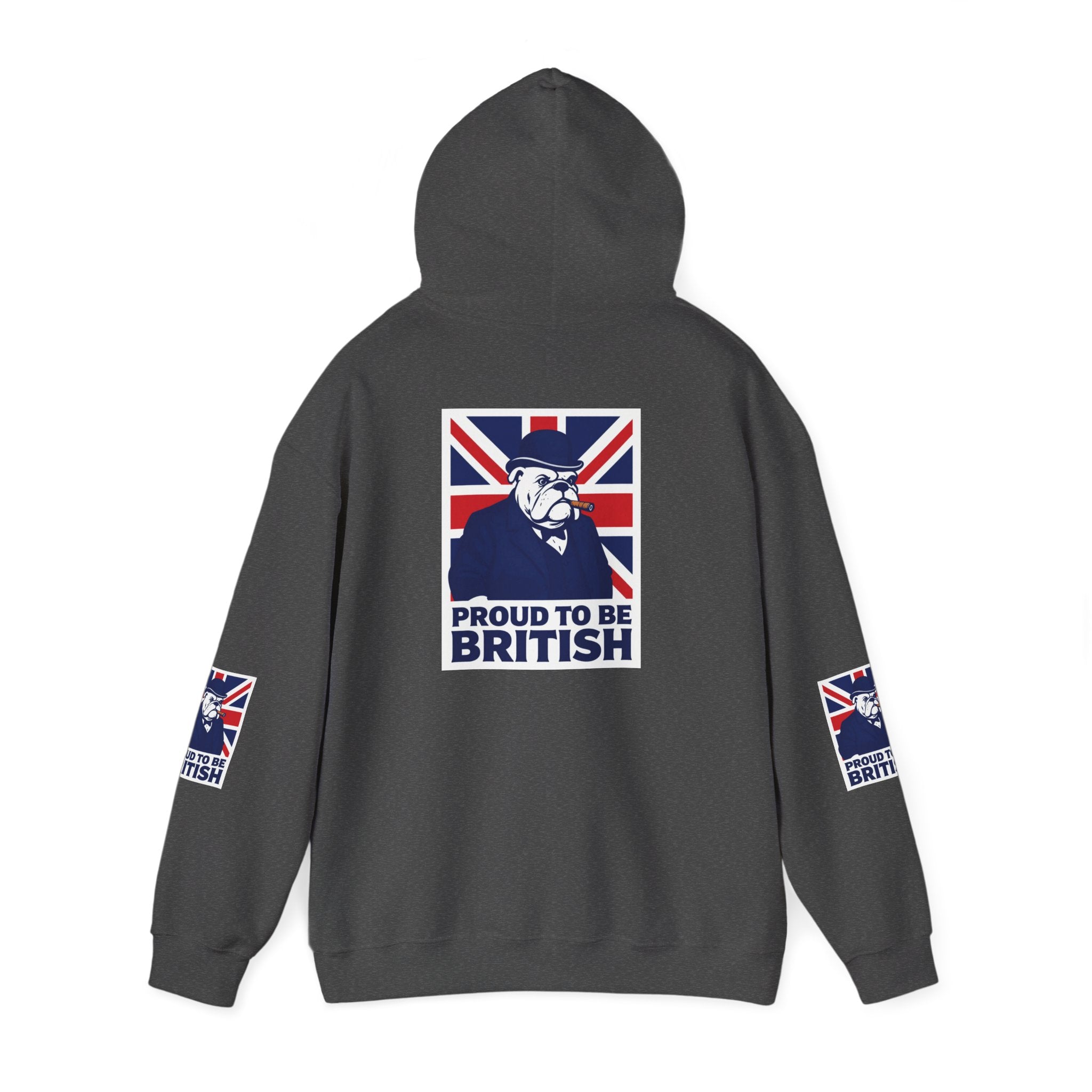 Proud to Be British Hoodie — Union Jack Bulldog Graphic Hooded Sweatshirt