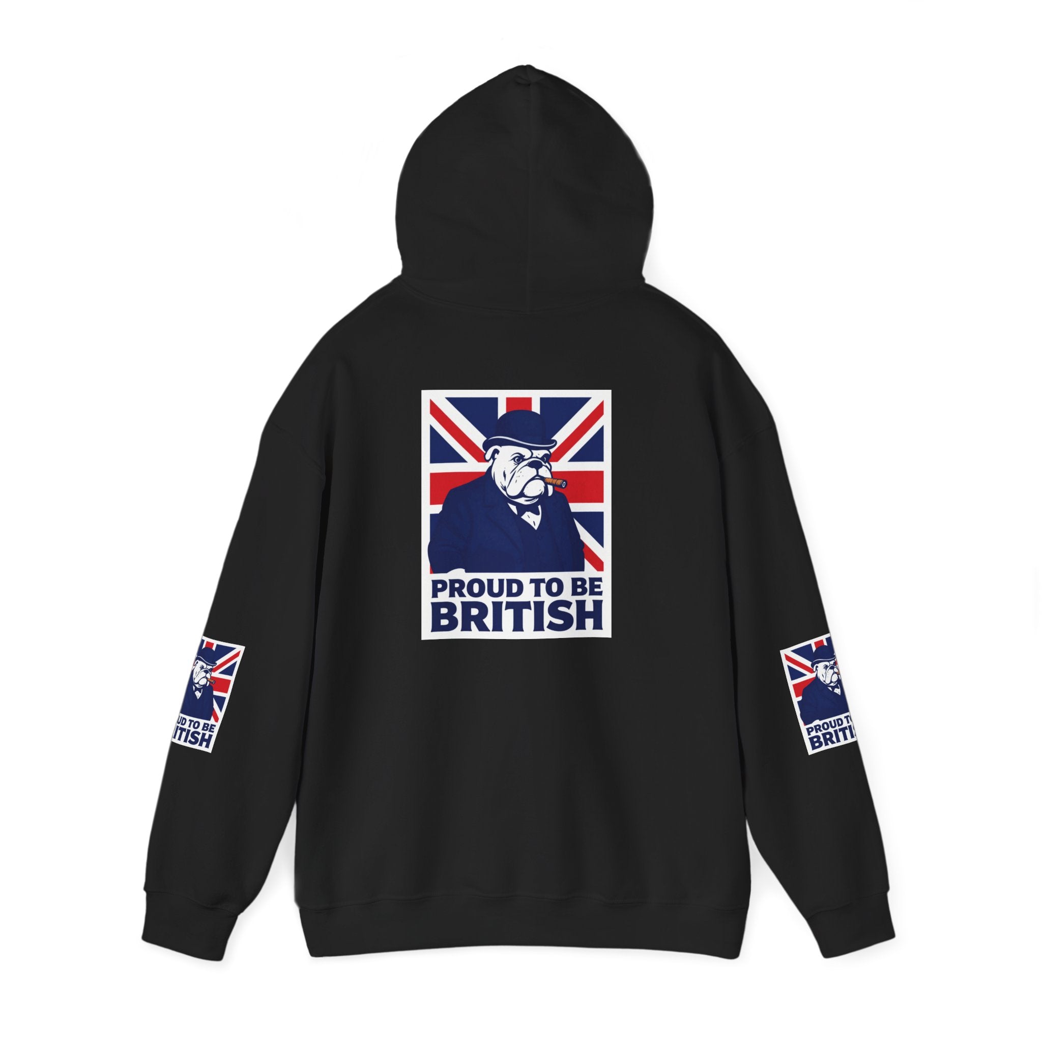 Proud to Be British Hoodie — Union Jack Bulldog Graphic Hooded Sweatshirt