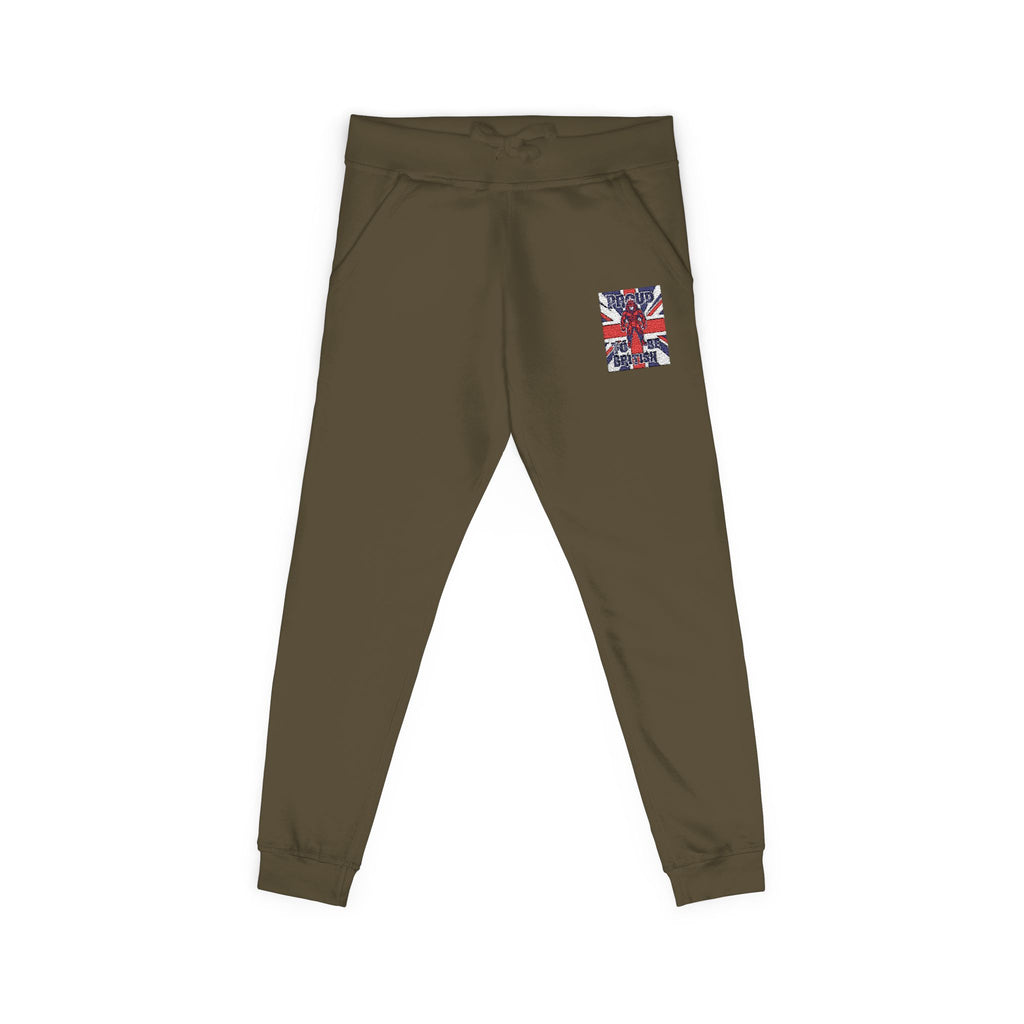 Union Jack Embroidered Sweatpants — British Flag Fleece Joggers