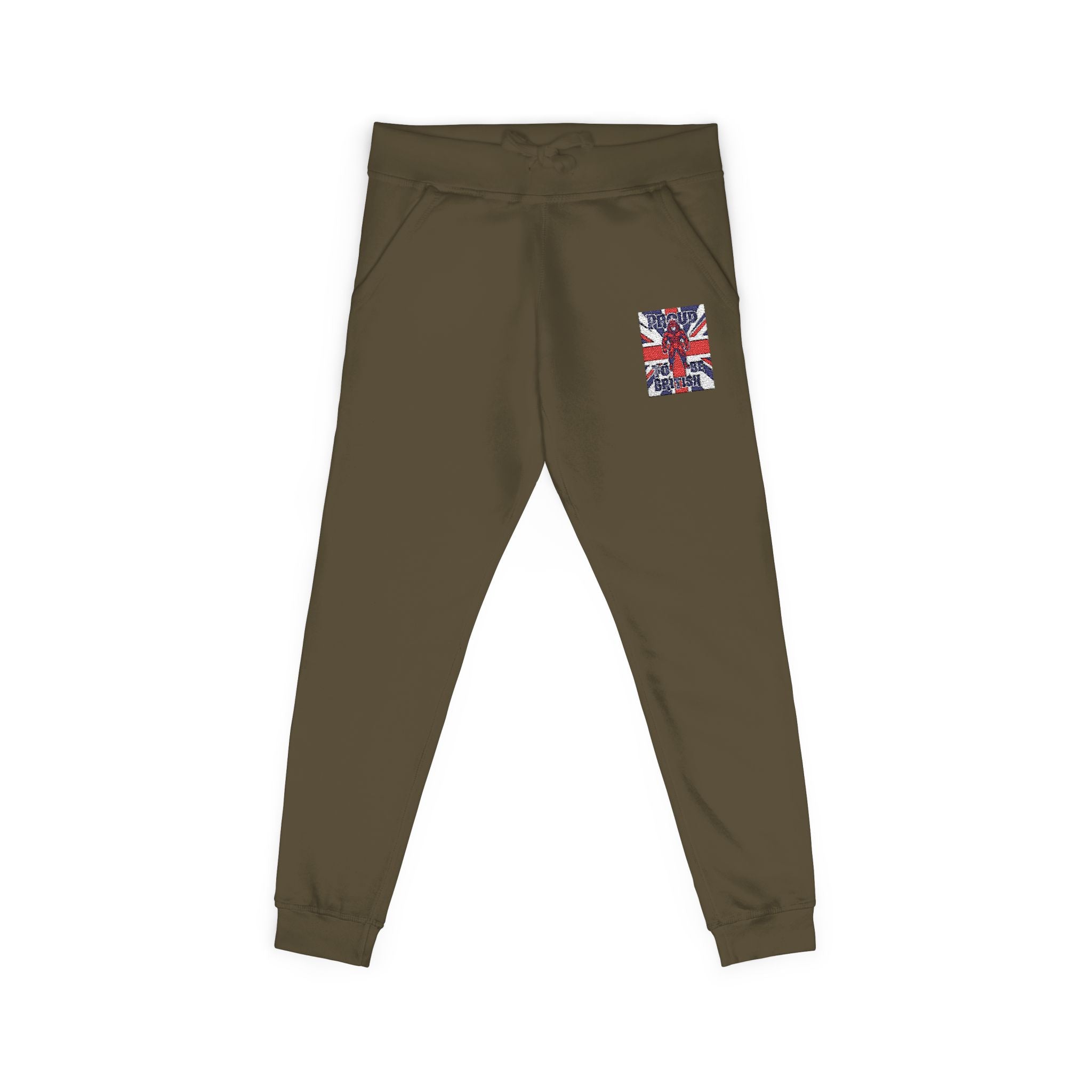 Union Jack Embroidered Sweatpants — British Flag Fleece Joggers