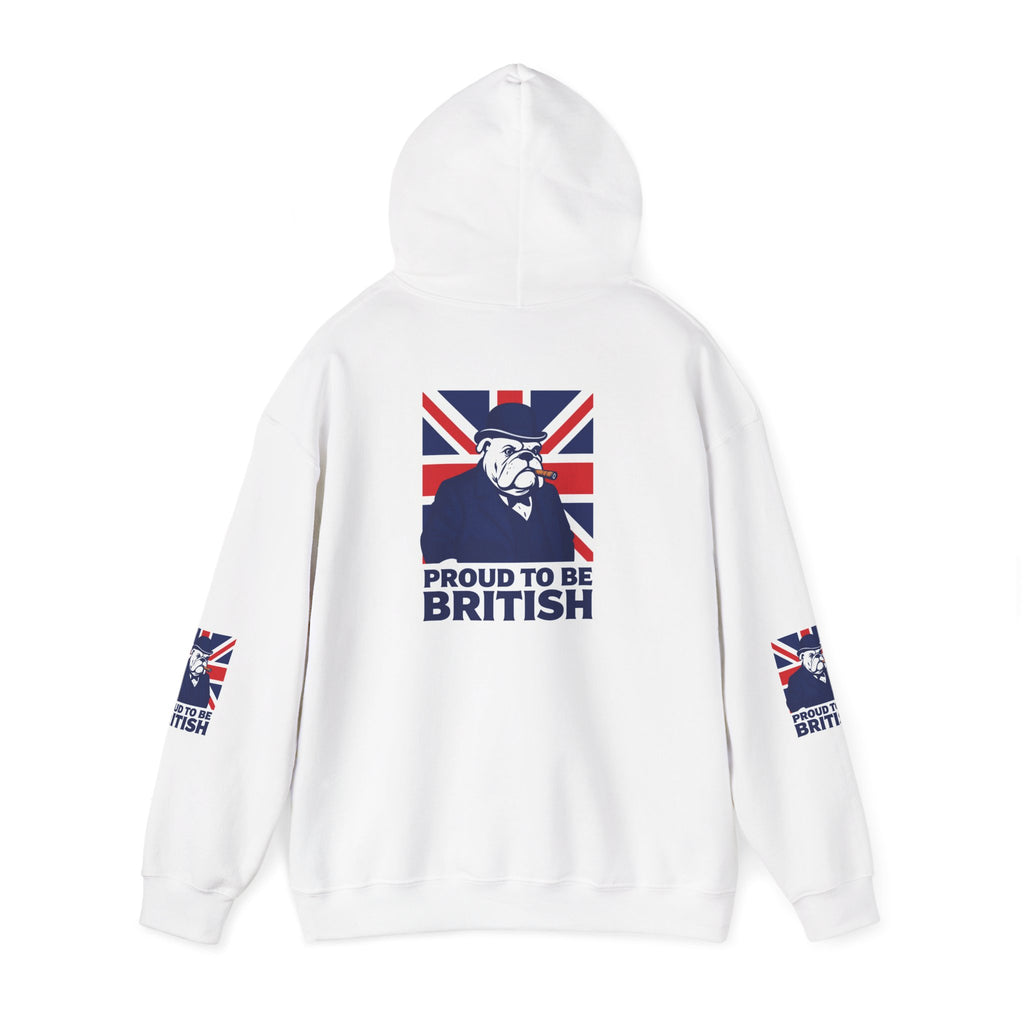 Proud to Be British Hoodie — Union Jack Bulldog Graphic Hooded Sweatshirt