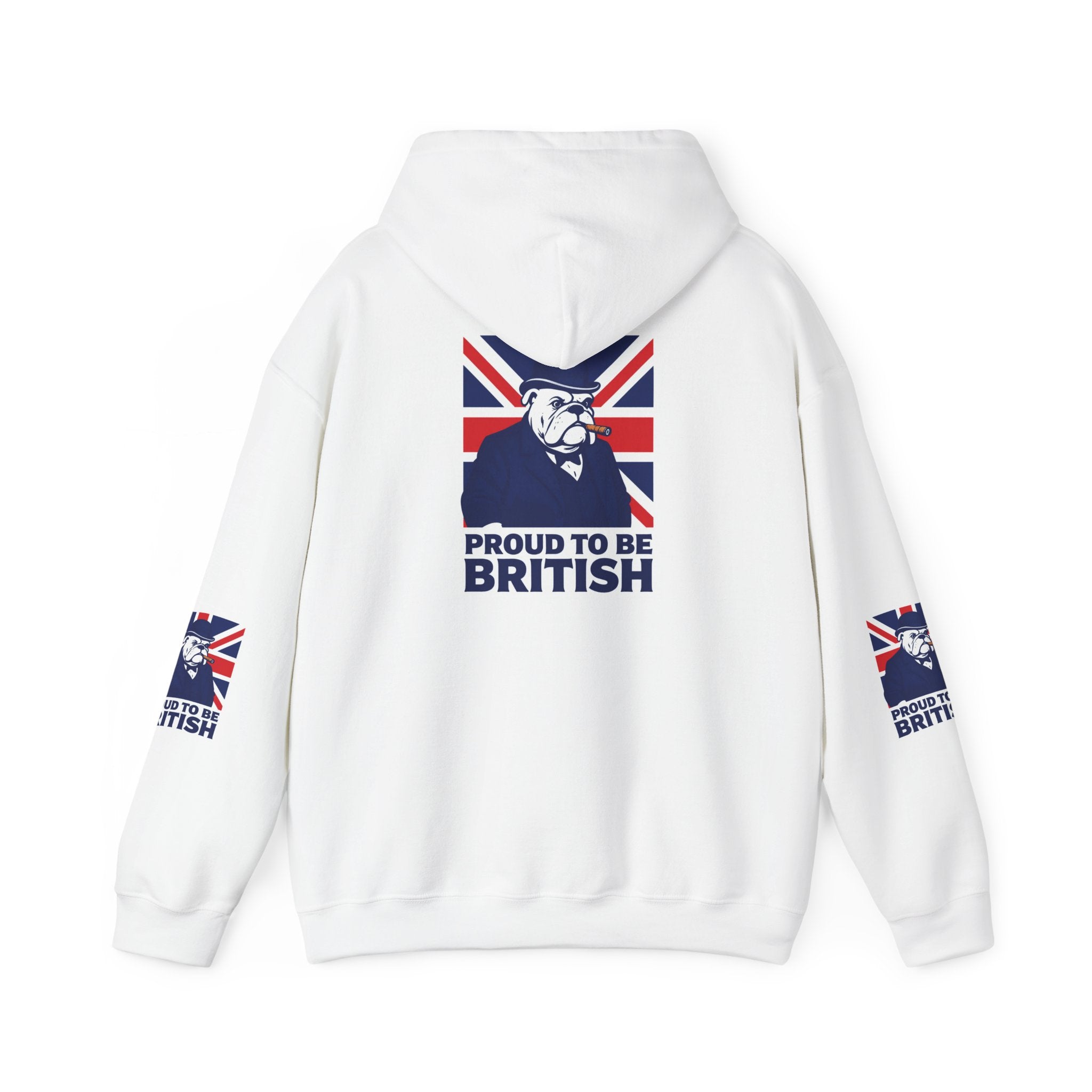 Proud to Be British Hoodie — Union Jack Bulldog Graphic Hooded Sweatshirt