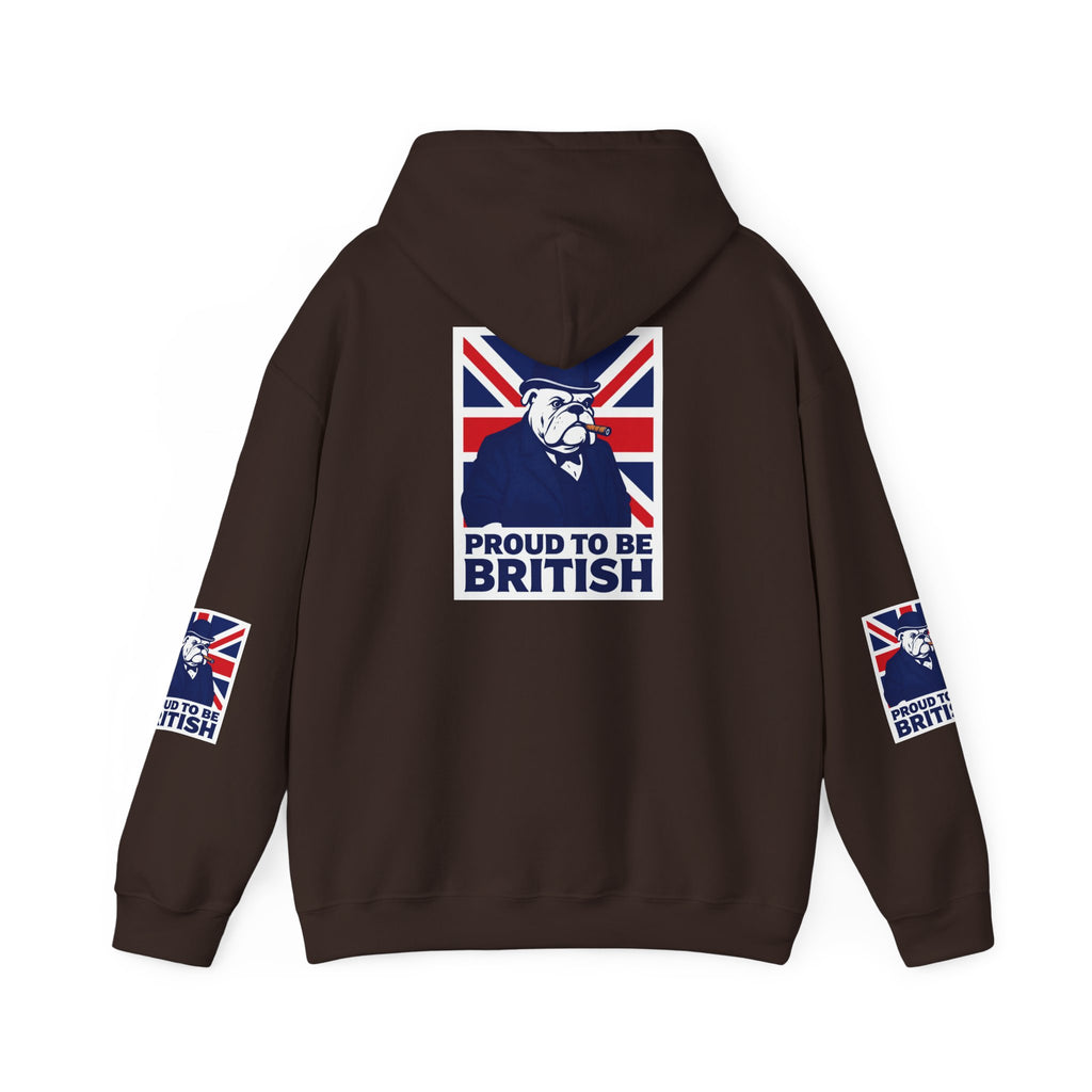 Proud to Be British Hoodie — Union Jack Bulldog Graphic Hooded Sweatshirt