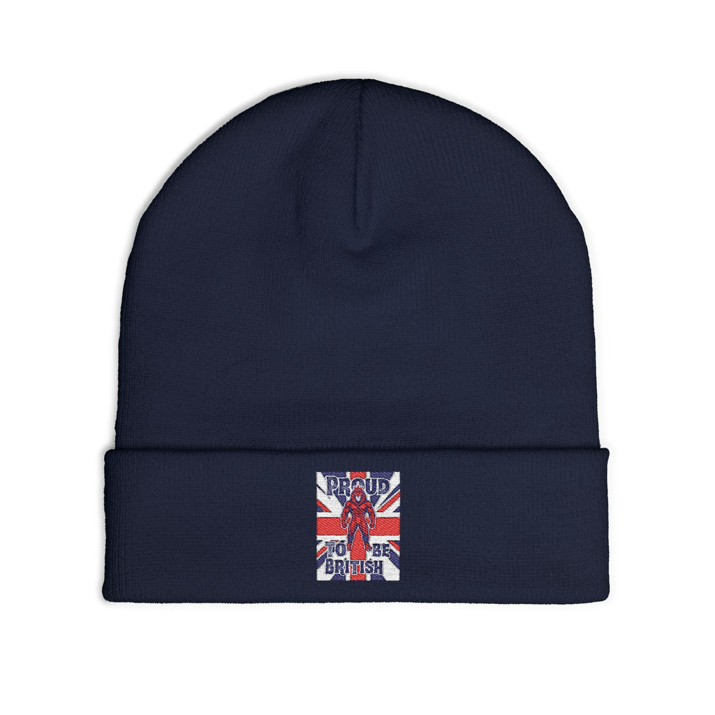 Embroidered "Proud to Be British" Knit Beanie