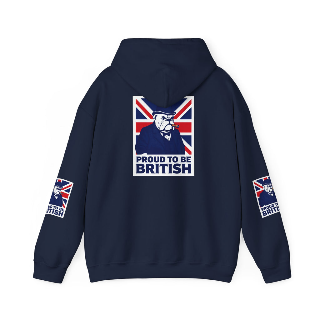 Proud to Be British Hoodie — Union Jack Bulldog Graphic Hooded Sweatshirt