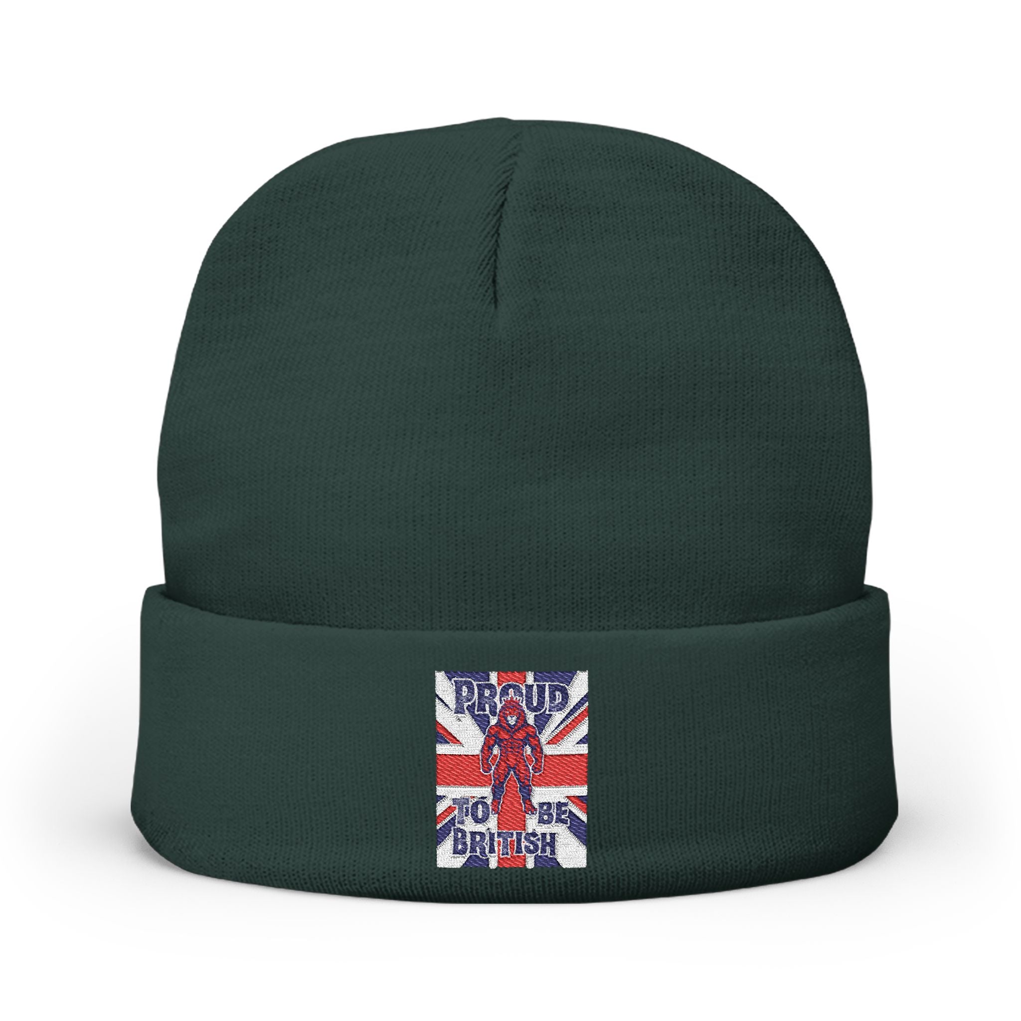Embroidered "Proud to Be British" Knit Beanie