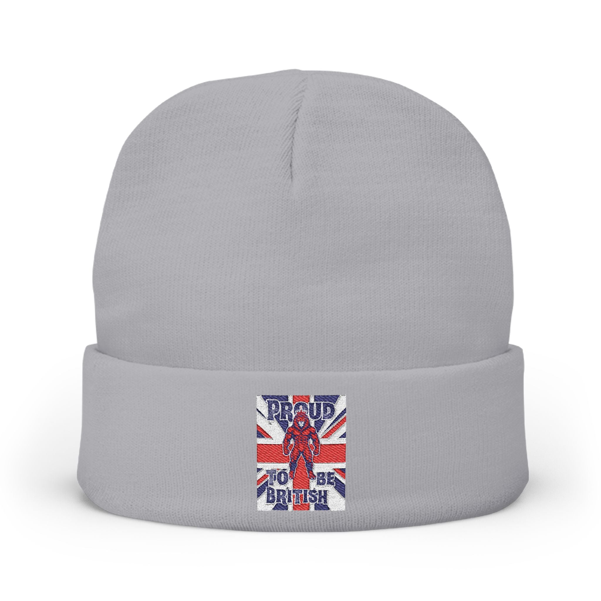 Embroidered "Proud to Be British" Knit Beanie