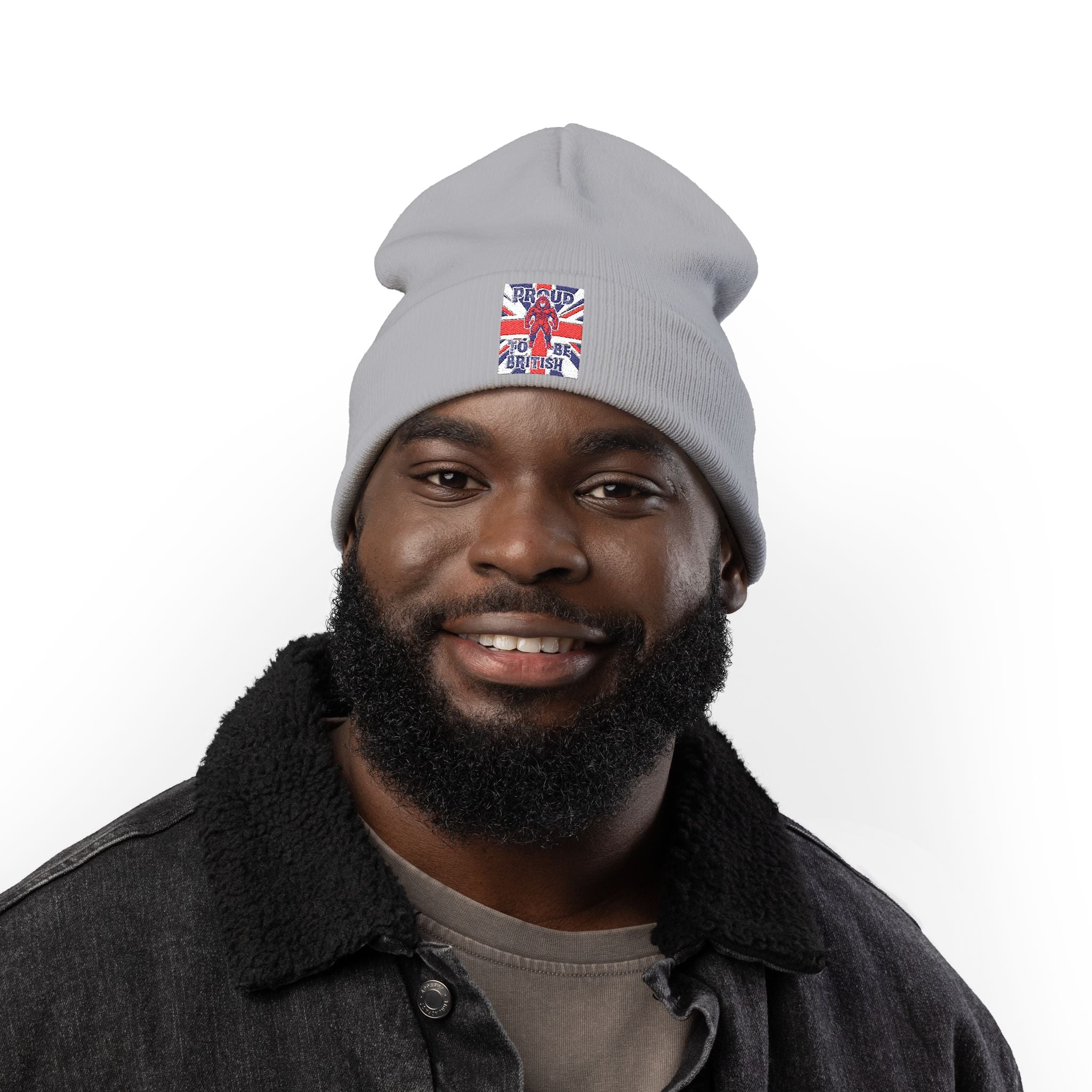 Embroidered "Proud to Be British" Knit Beanie