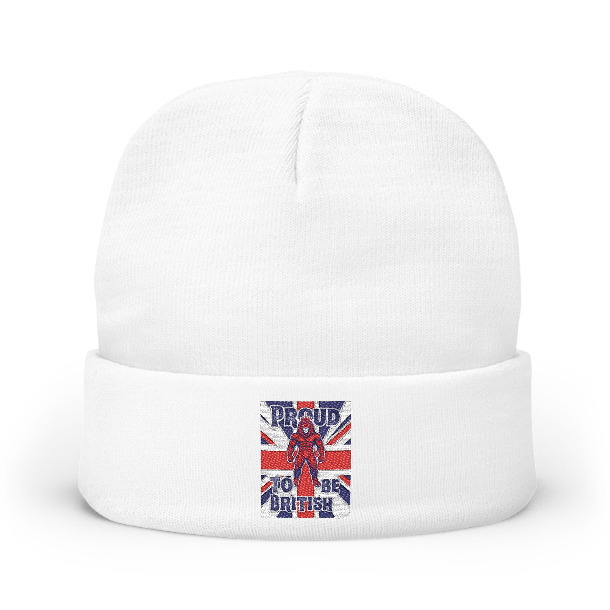 Embroidered "Proud to Be British" Knit Beanie