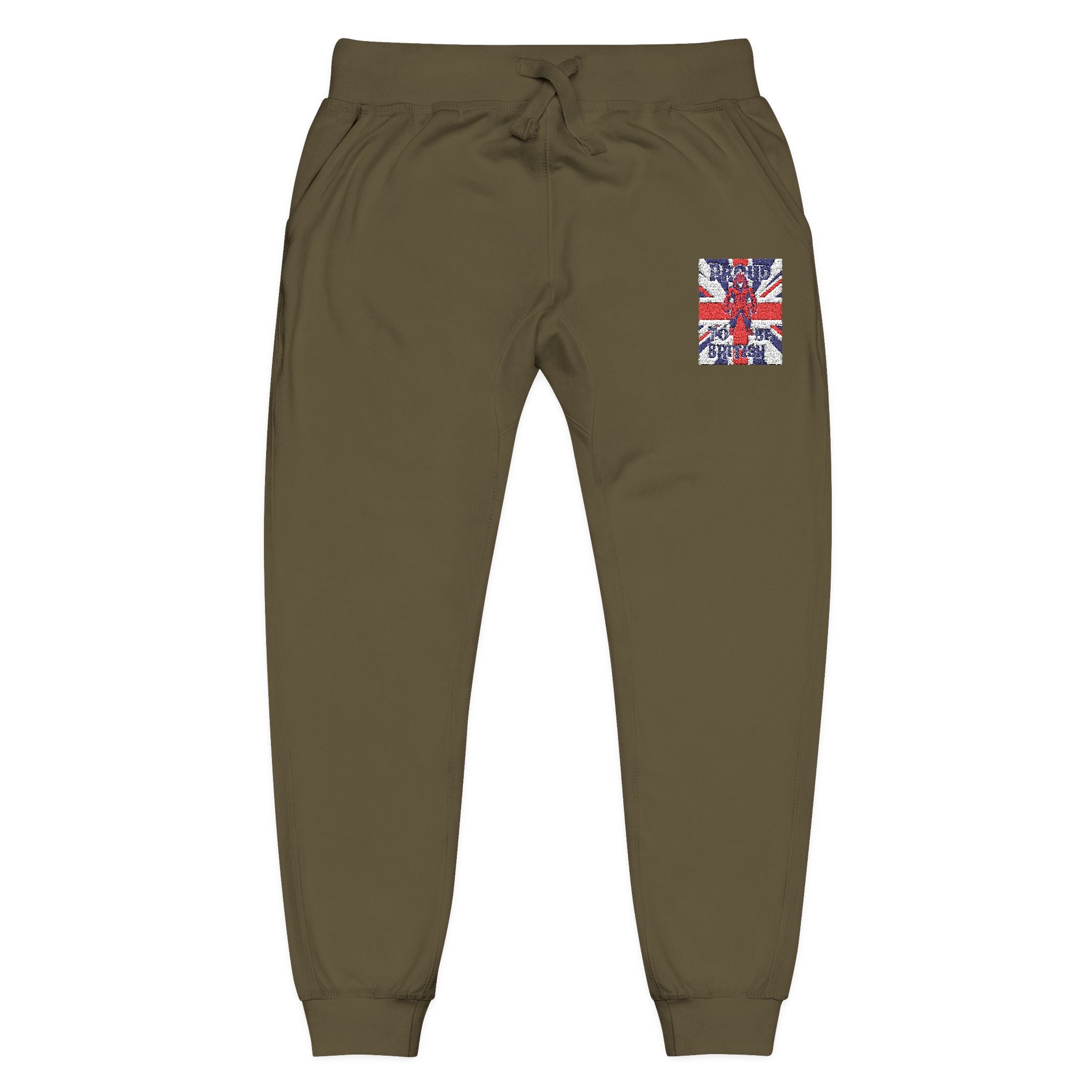 Union Jack Embroidered Sweatpants — British Flag Fleece Joggers